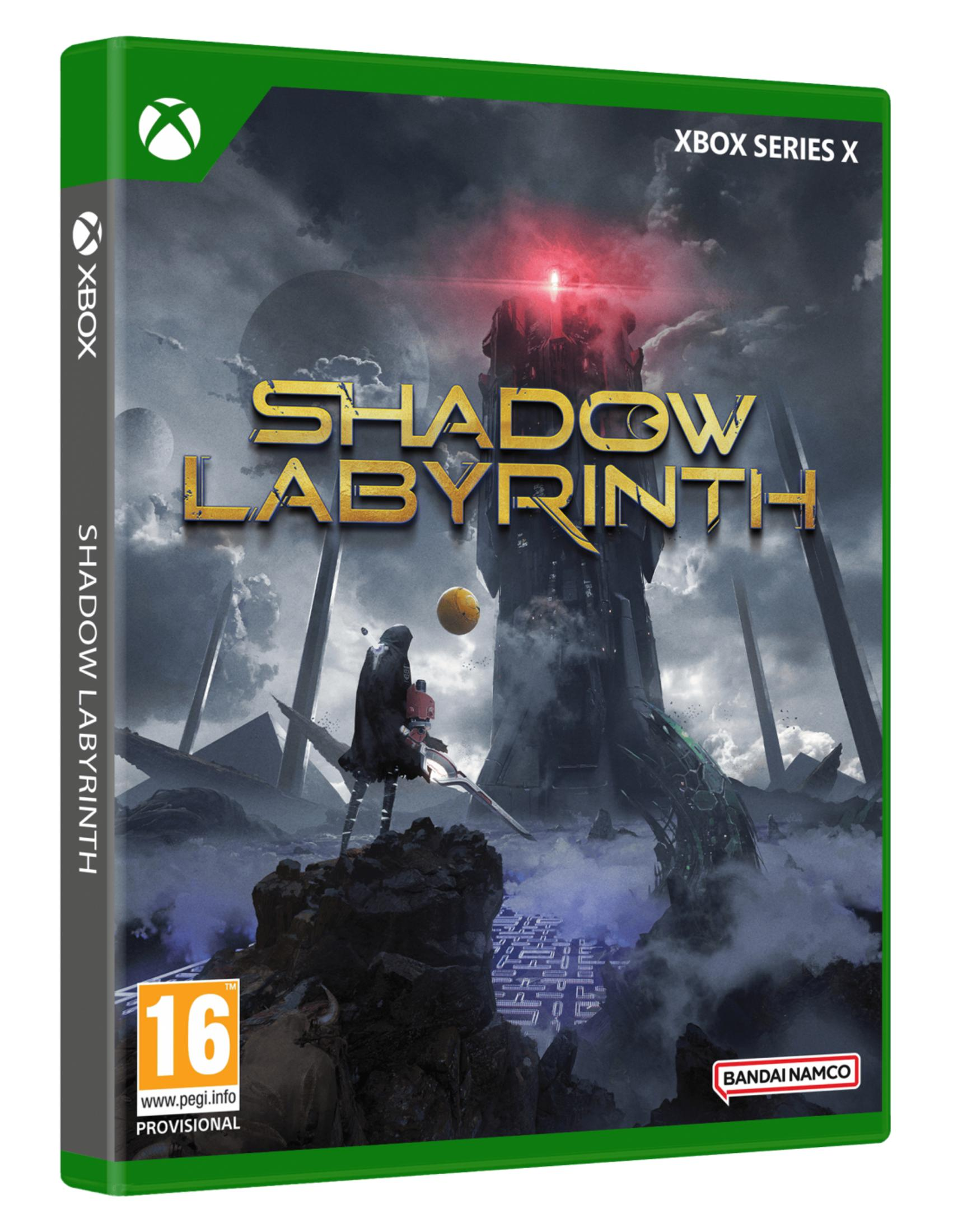 Un personaje se alza sobre rocas ante una torre gigante, juego "Shadow Labyrinth".