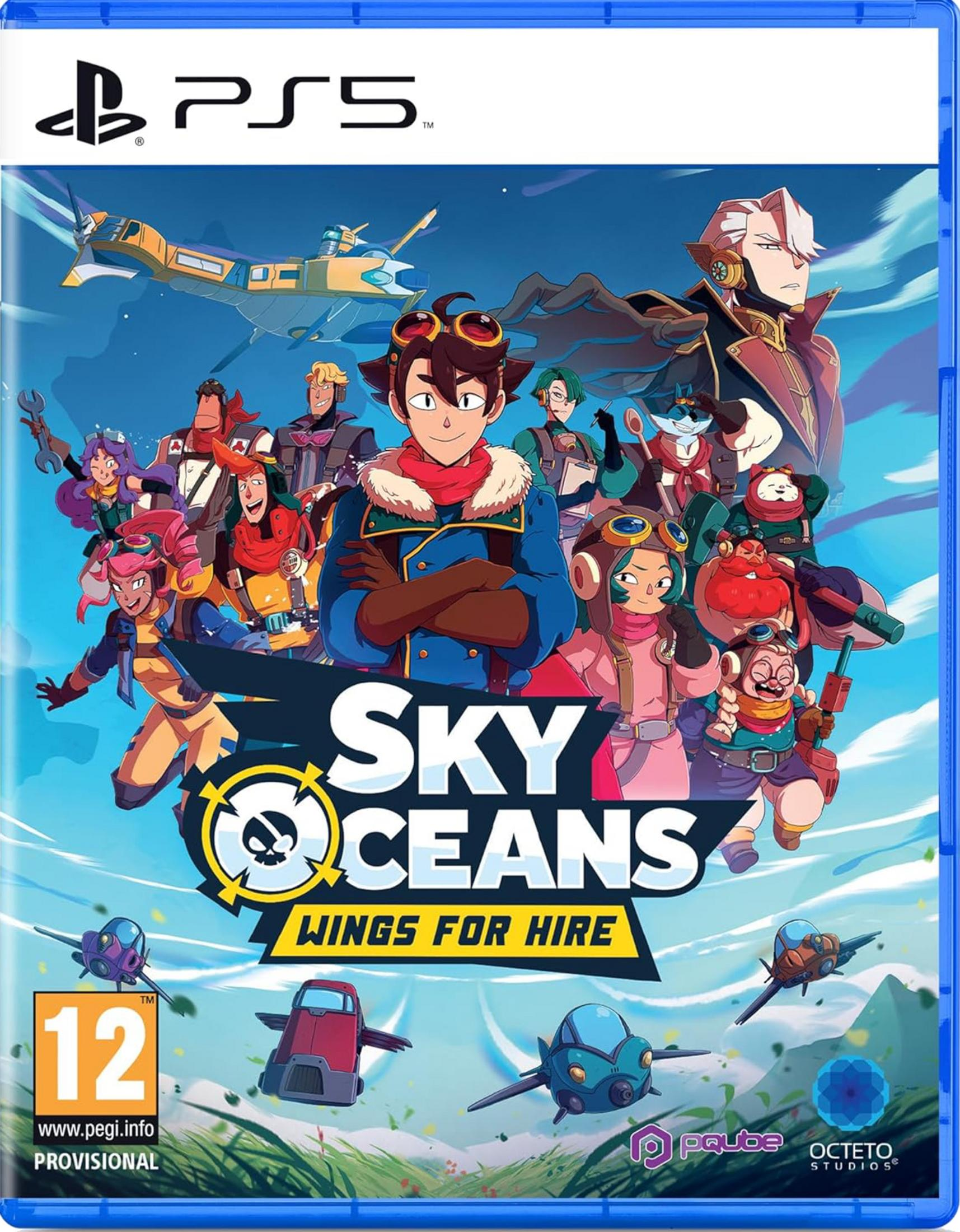 Copertina gioco PS5 con personaggi dei cartoni animati e aerei in cielo blu.
