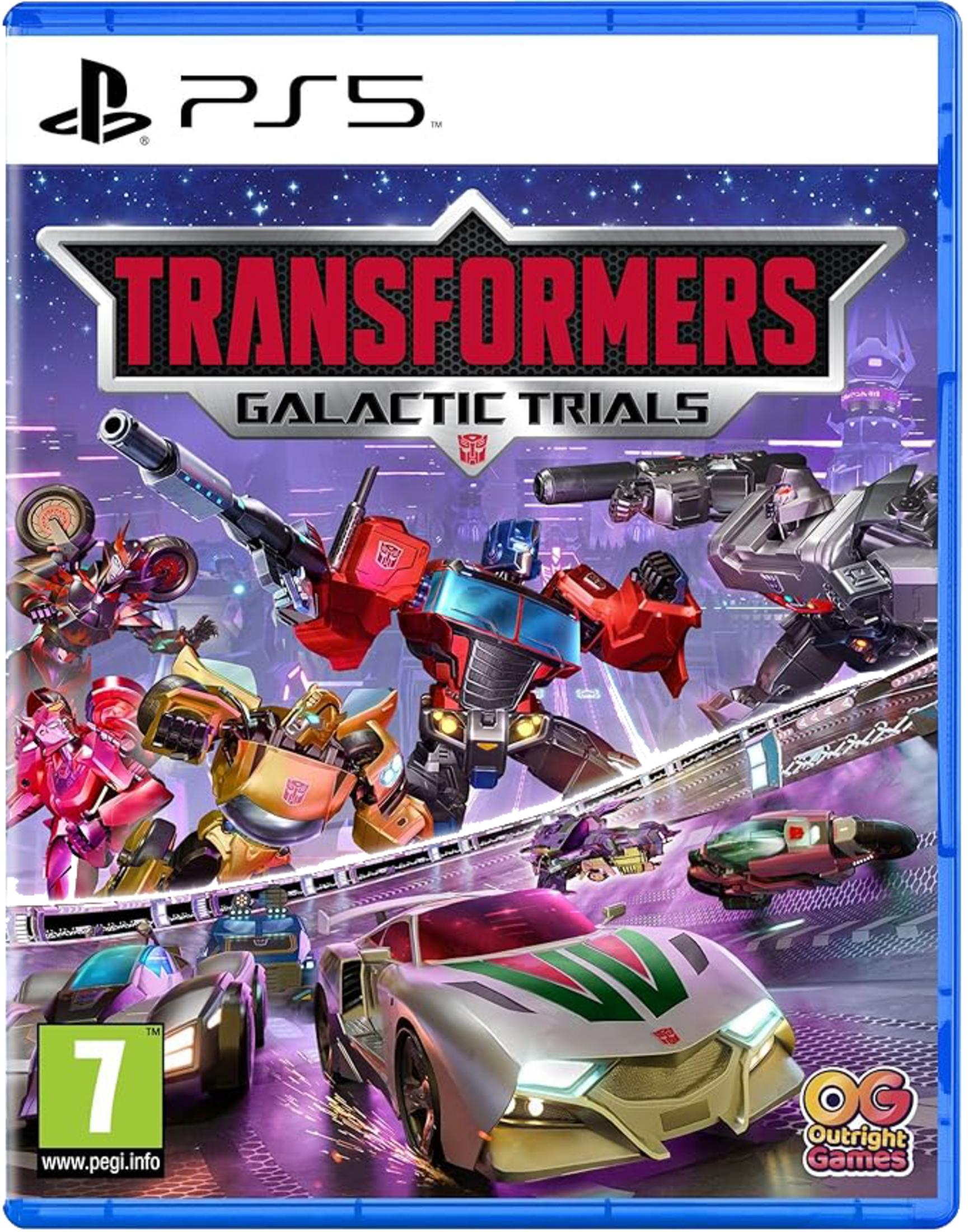Portada del juego de PlayStation 5 Transformers: Galactic Trials, con Optimus Prime y Megatron.
