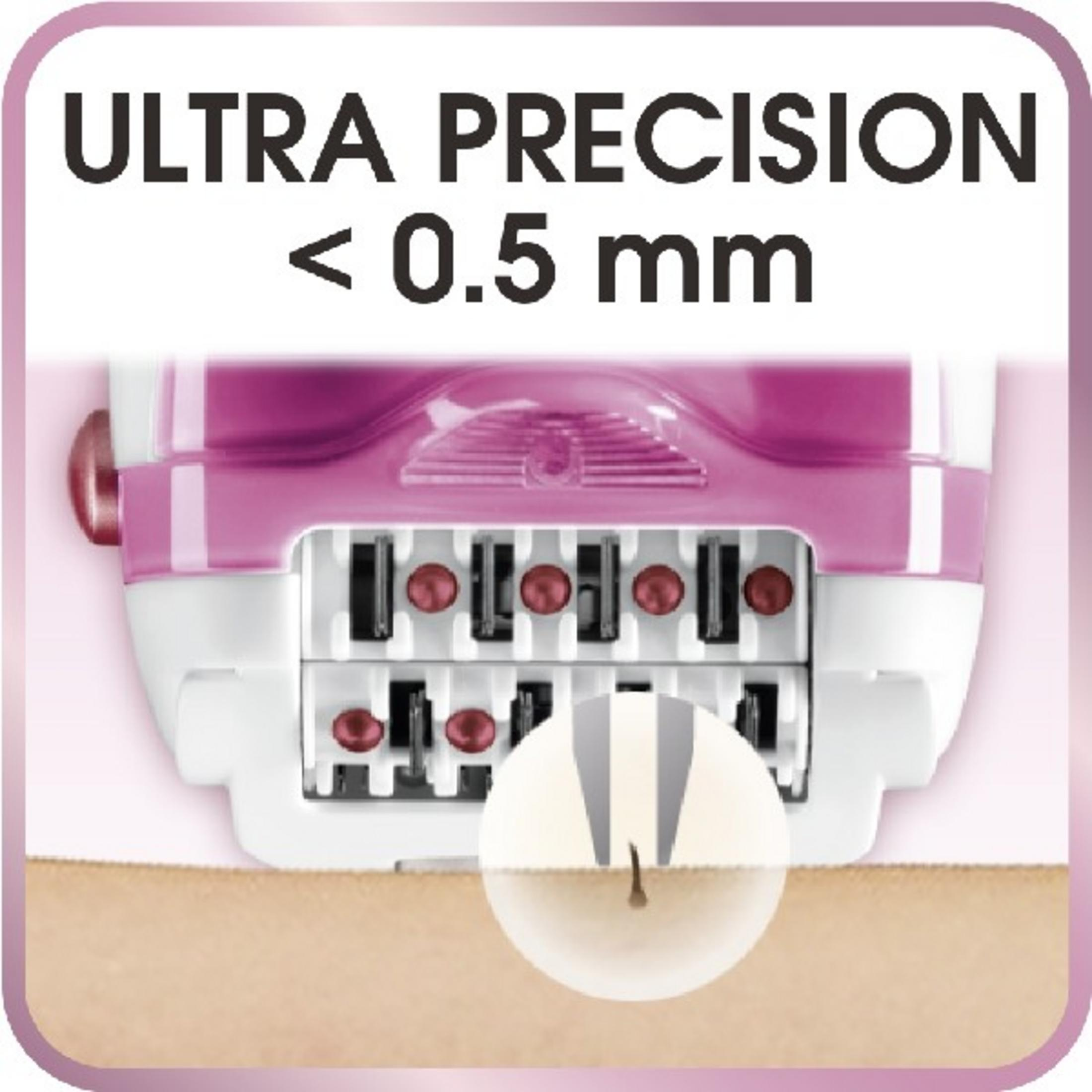 Depiladora con accesorio de precisión elimina vello fino de la piel.
