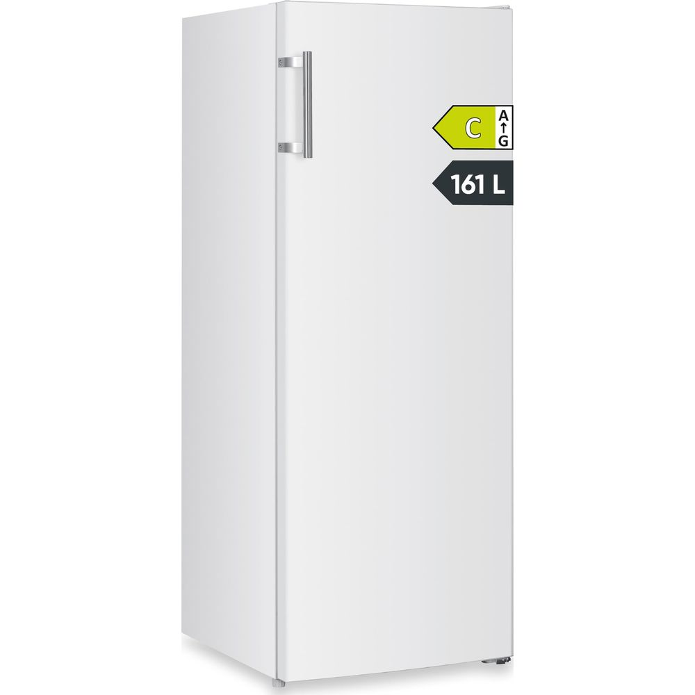 Un frigorifero bianco con classe energetica C e capacità di 161 L.