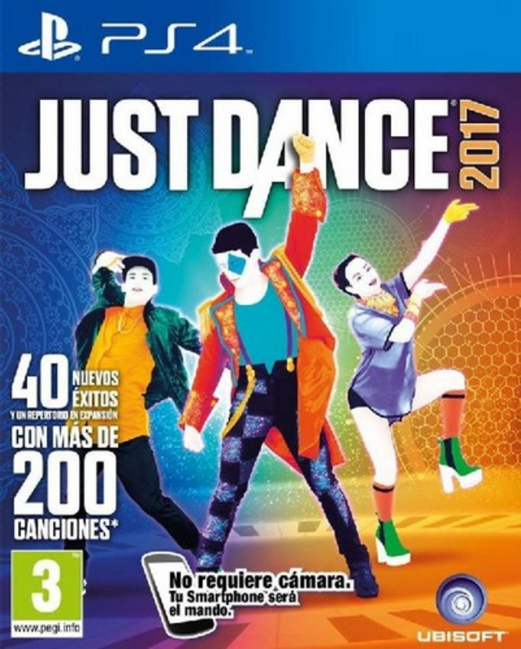 Copertina di Just Dance 2017 per PS4 con persone che ballano e testo.