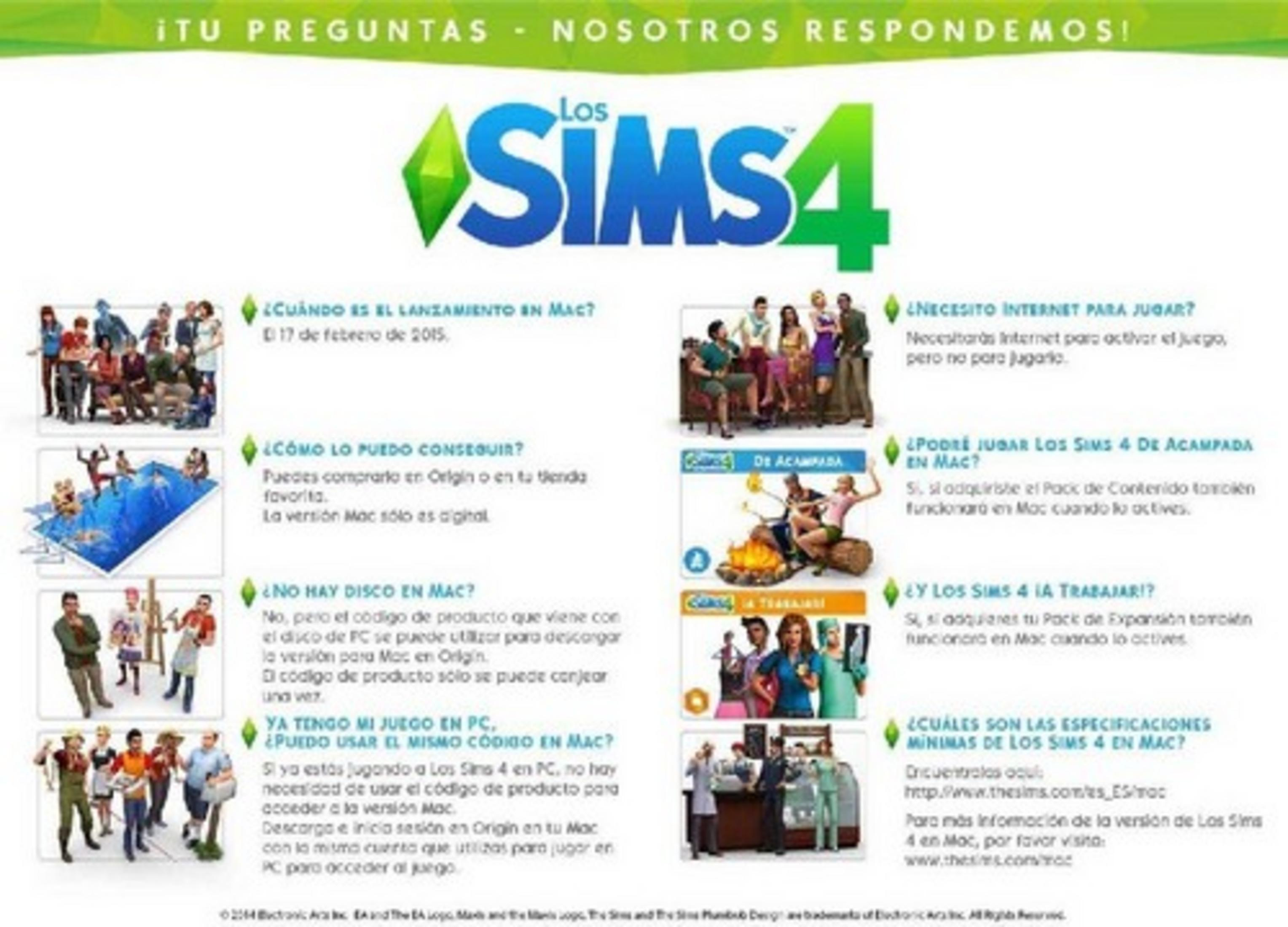 The Sims 4: Domande e risposte con immagini di personaggi e scene di gioco.
