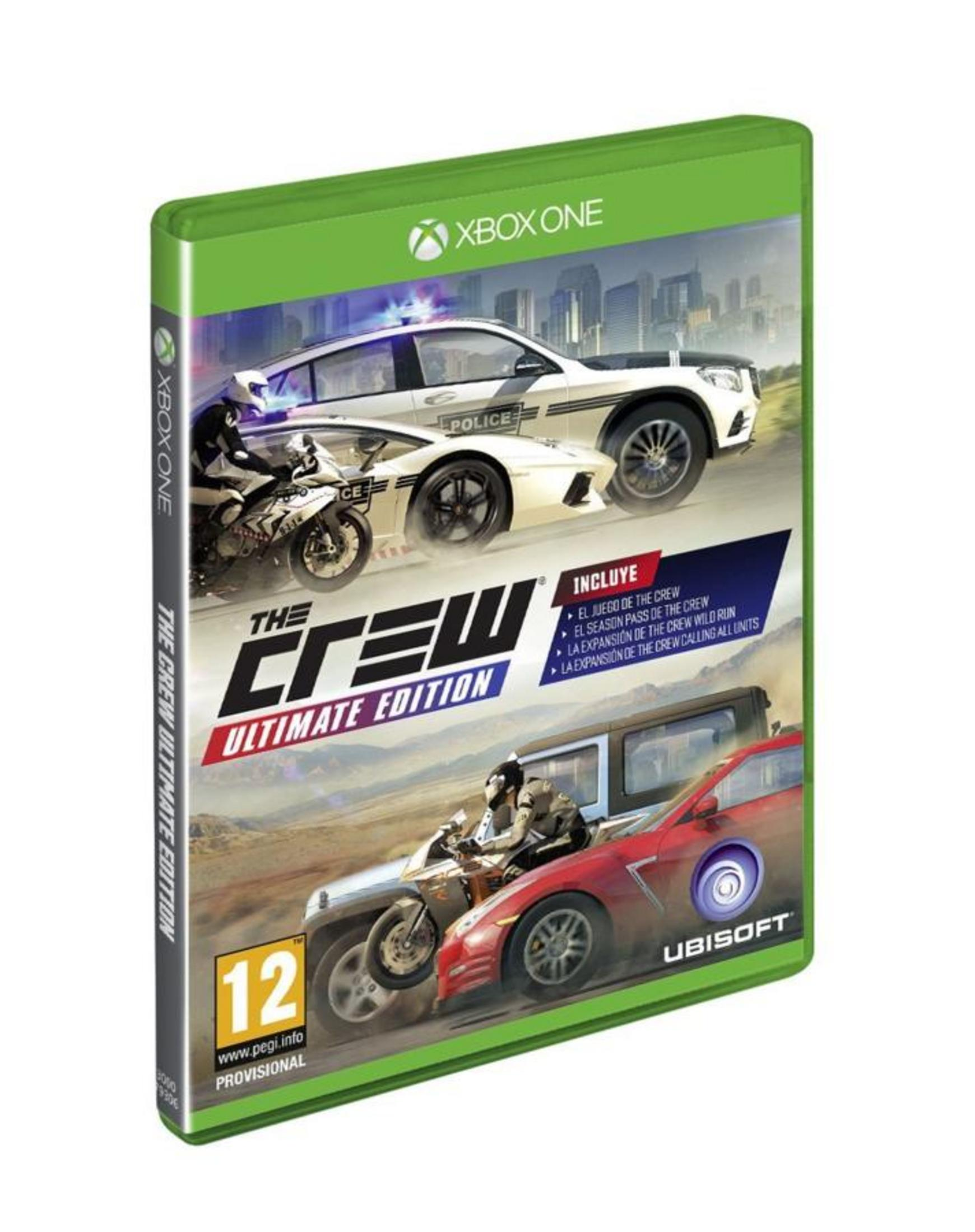 Okładka Xbox One do The Crew Ultimate Edition, z samochodami i motocyklami.