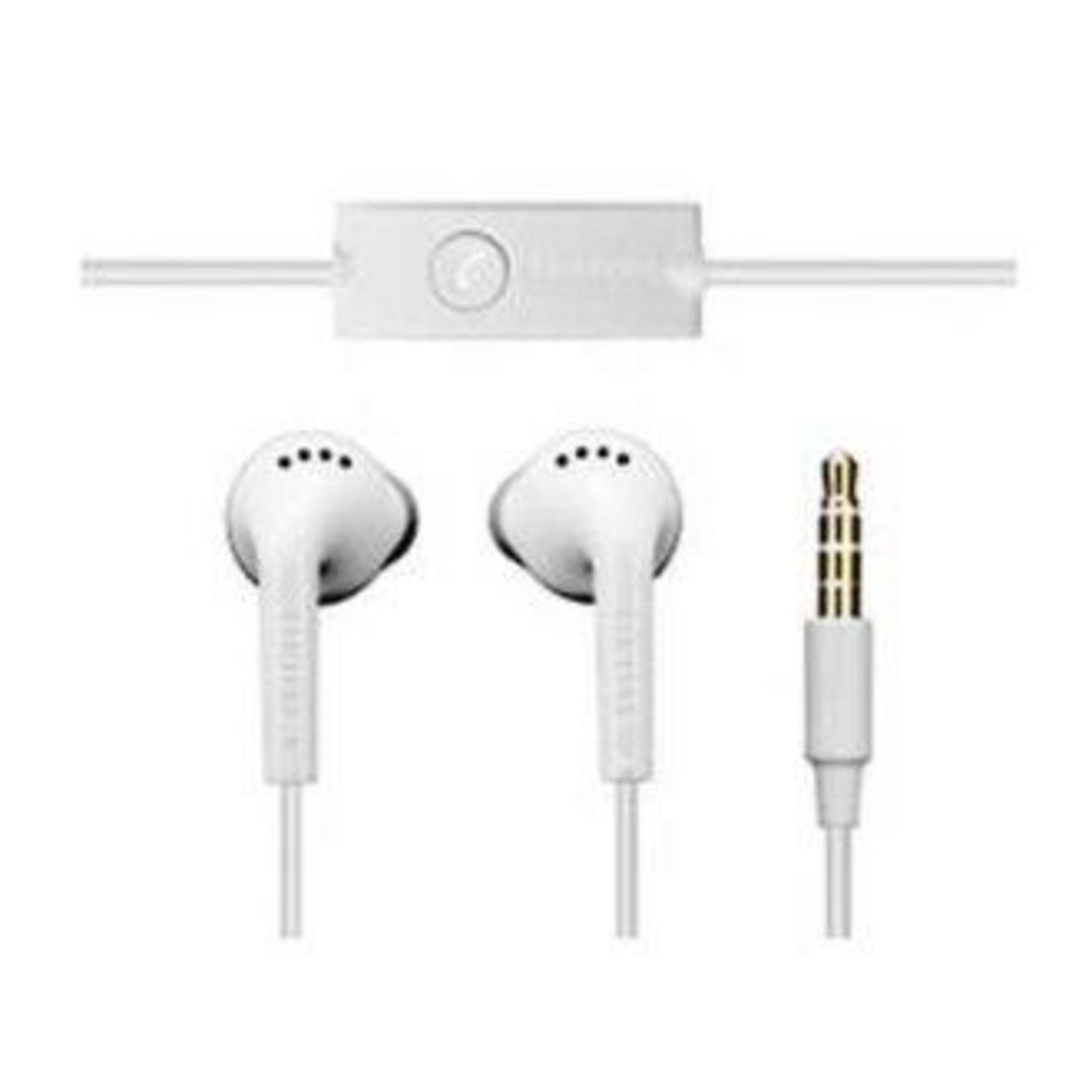 Auricolari in-ear bianchi con telecomando e jack da 3,5 mm.