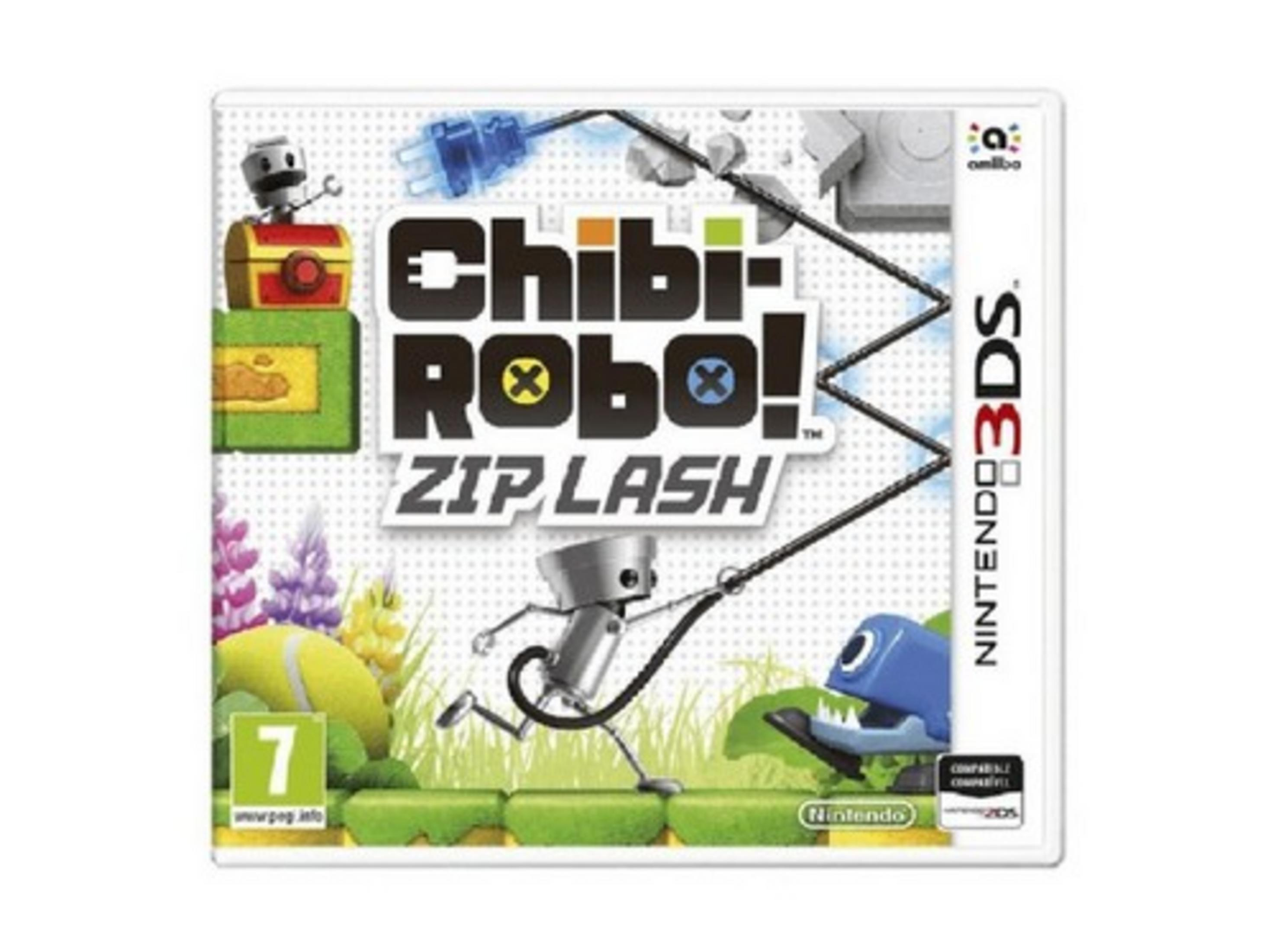Custodia gioco Nintendo 3DS Chibi-Robo! Zip Lash con Chibi-Robo e un nemico blu.