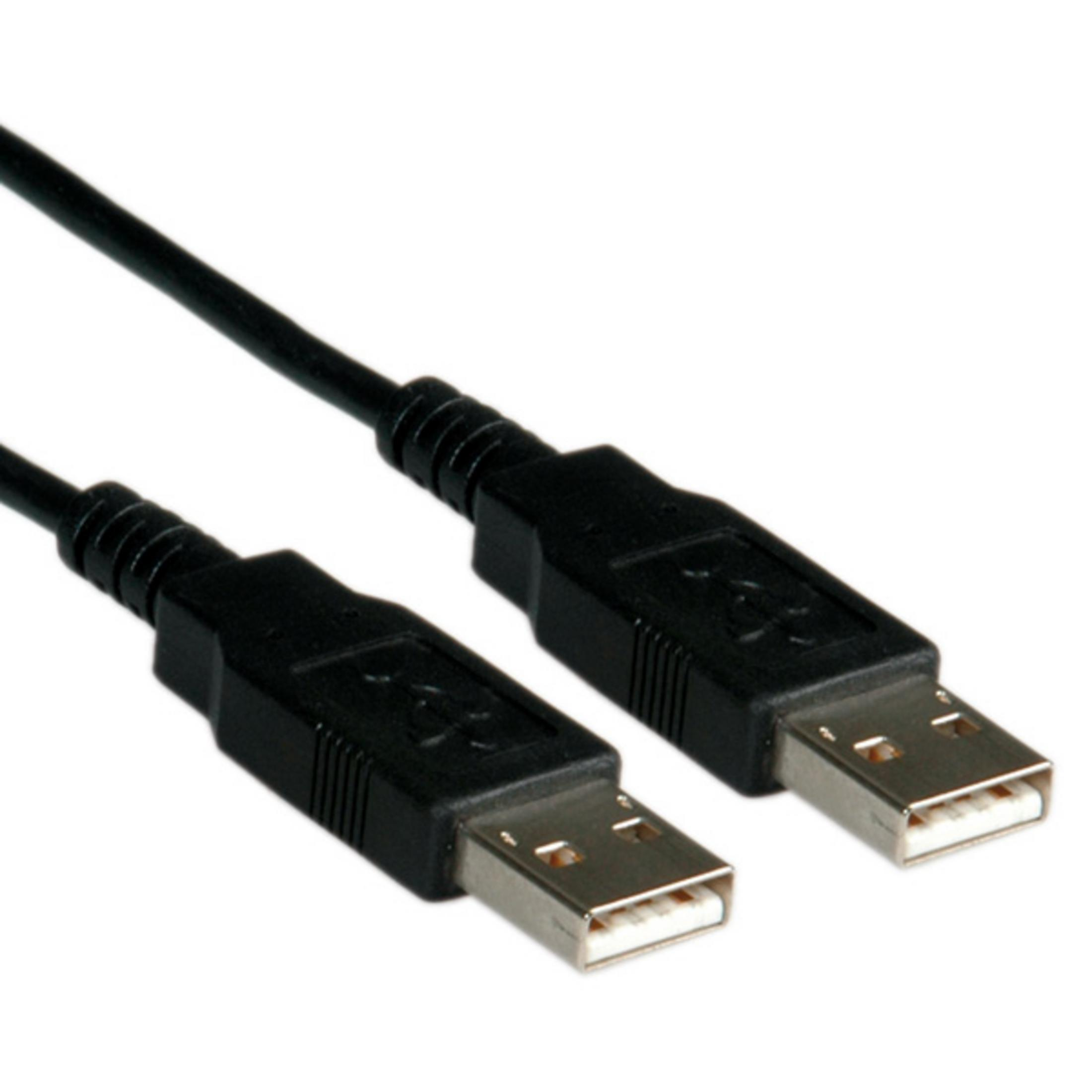 Due cavi USB neri con vista connettore su sfondo bianco.