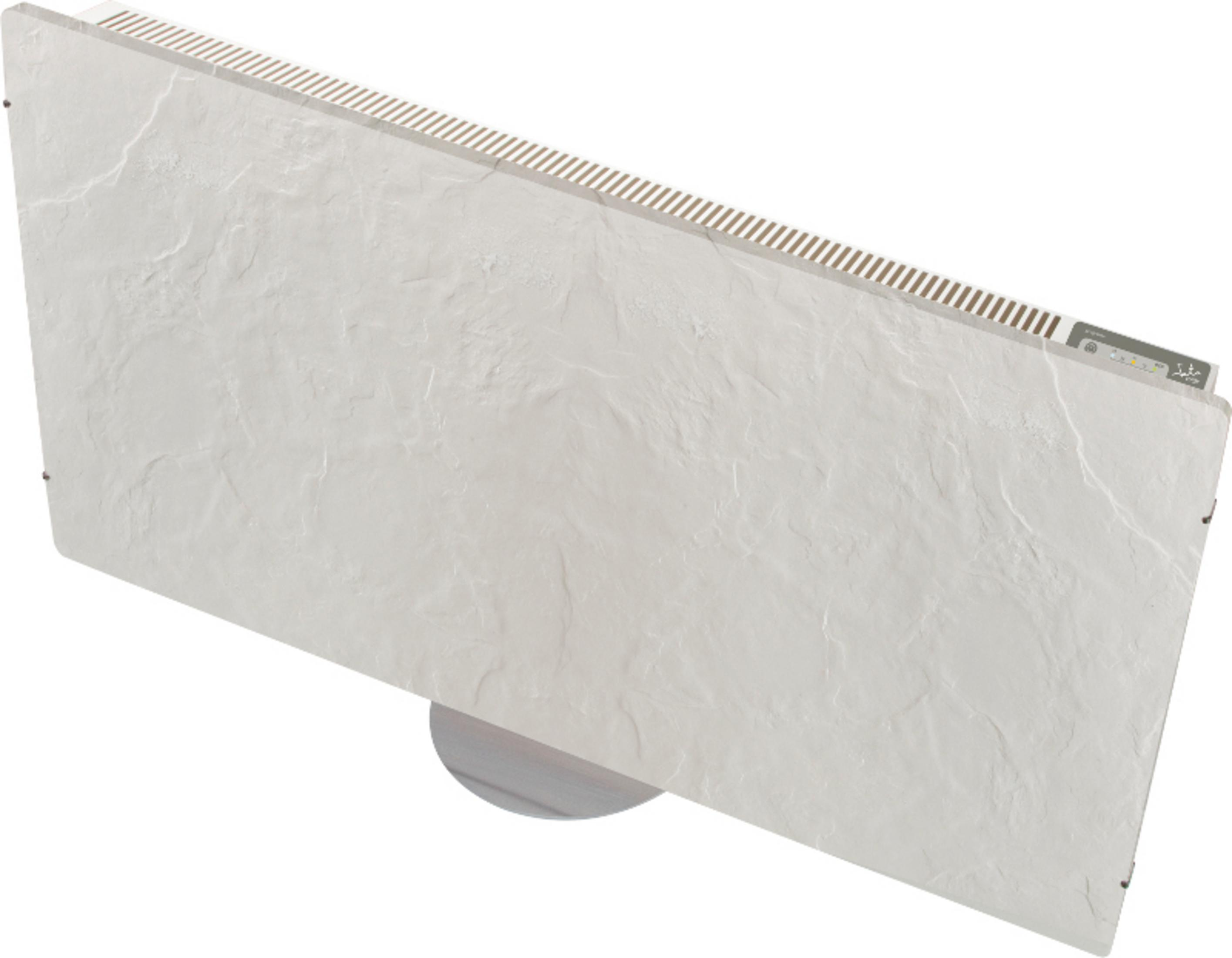 Una estufa blanca con elementos de control y rejillas de ventilación en la parte superior.