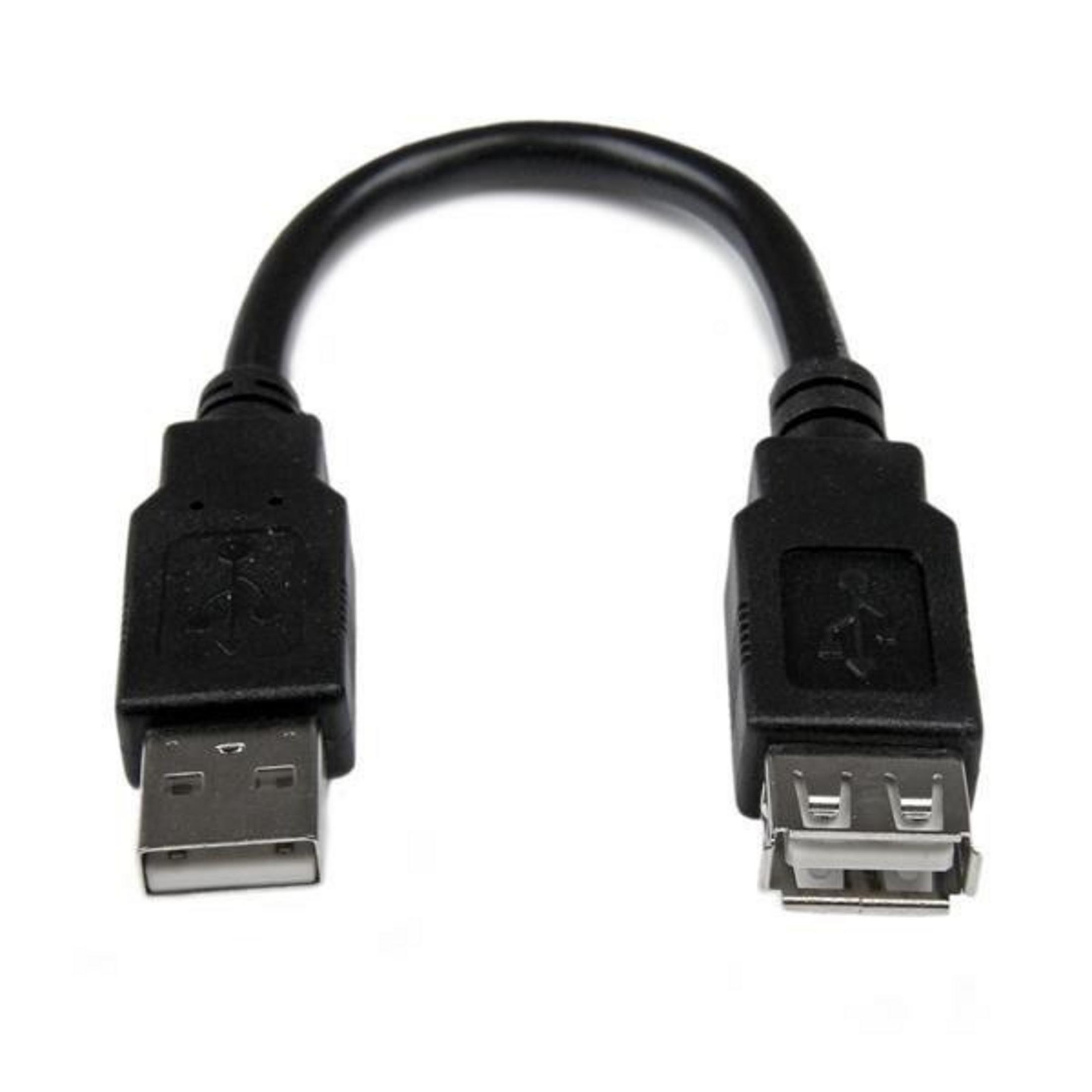 Un cavo USB nero con una spina e una presa.