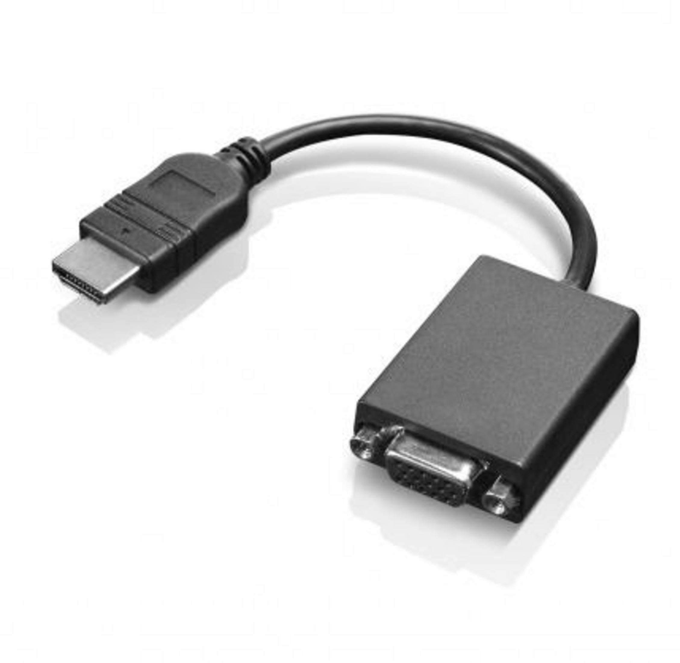 Czarny adapter HDMI na VGA z kablami i złączami.