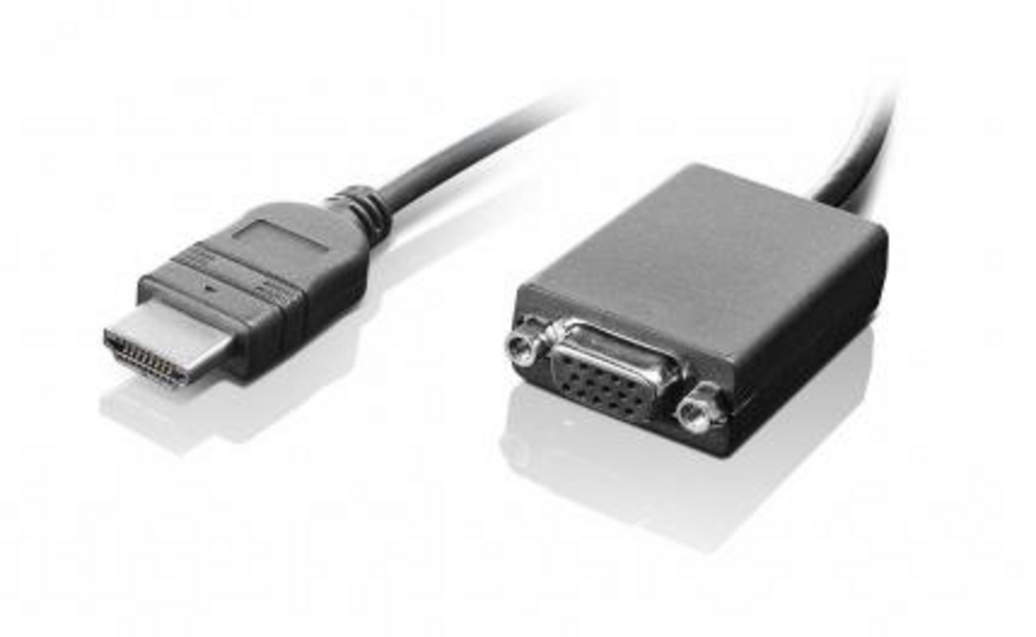 Czarny kabel adapter HDMI na VGA ze złączami.
