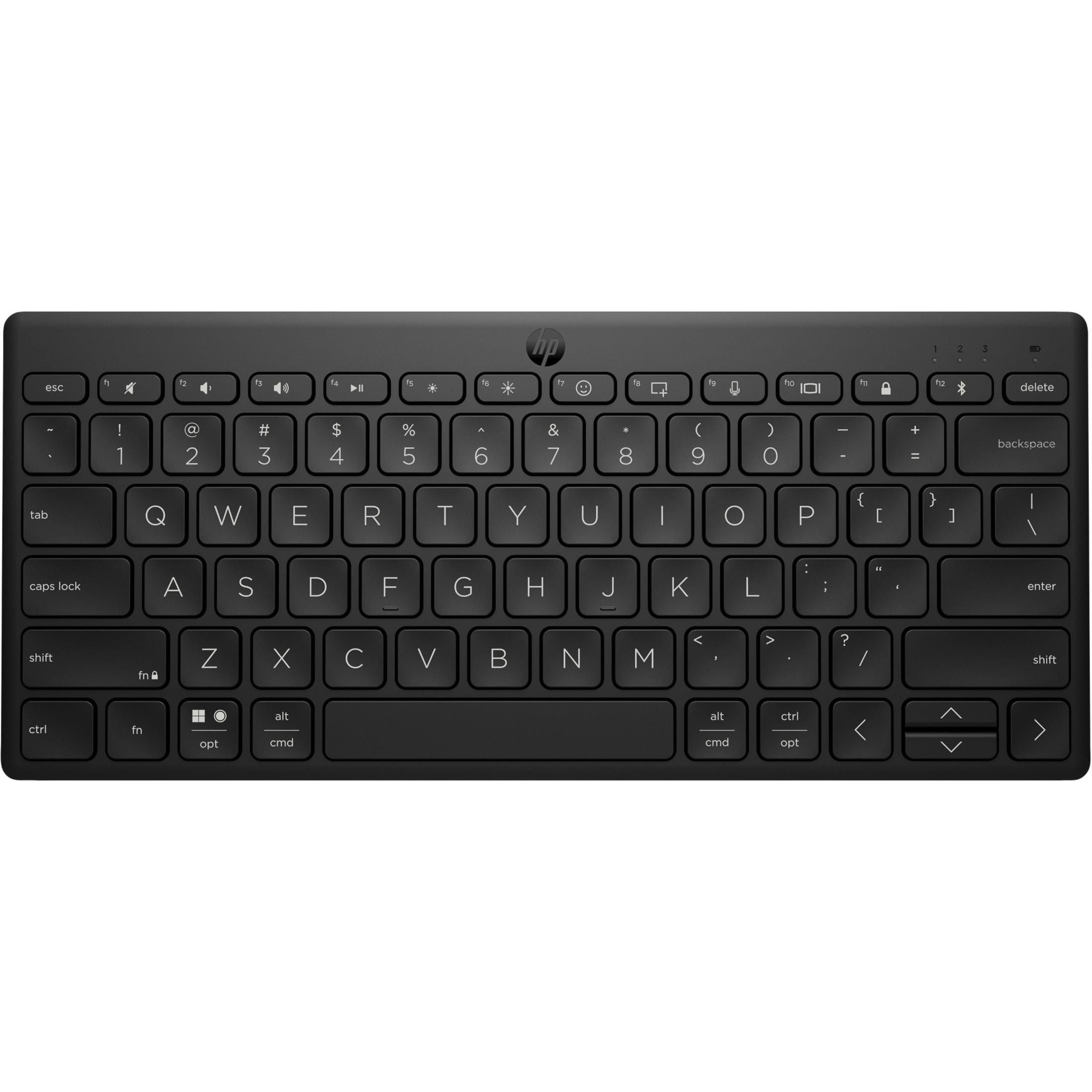 Una tastiera HP nera con tastierino numerico e tasti funzione.