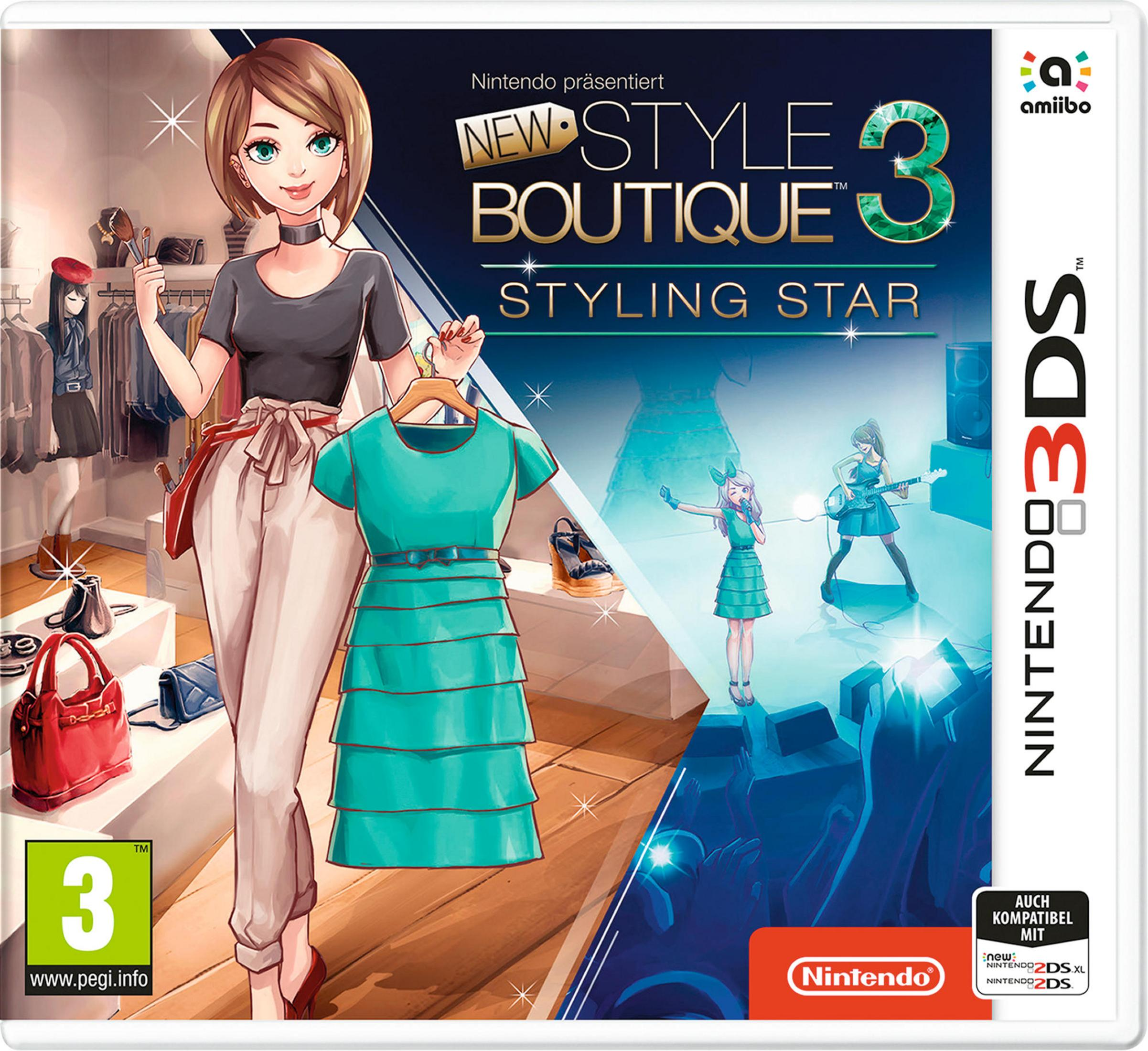 Copertina di New Style Boutique 3 con bambole alla moda e logo Nintendo 3DS.