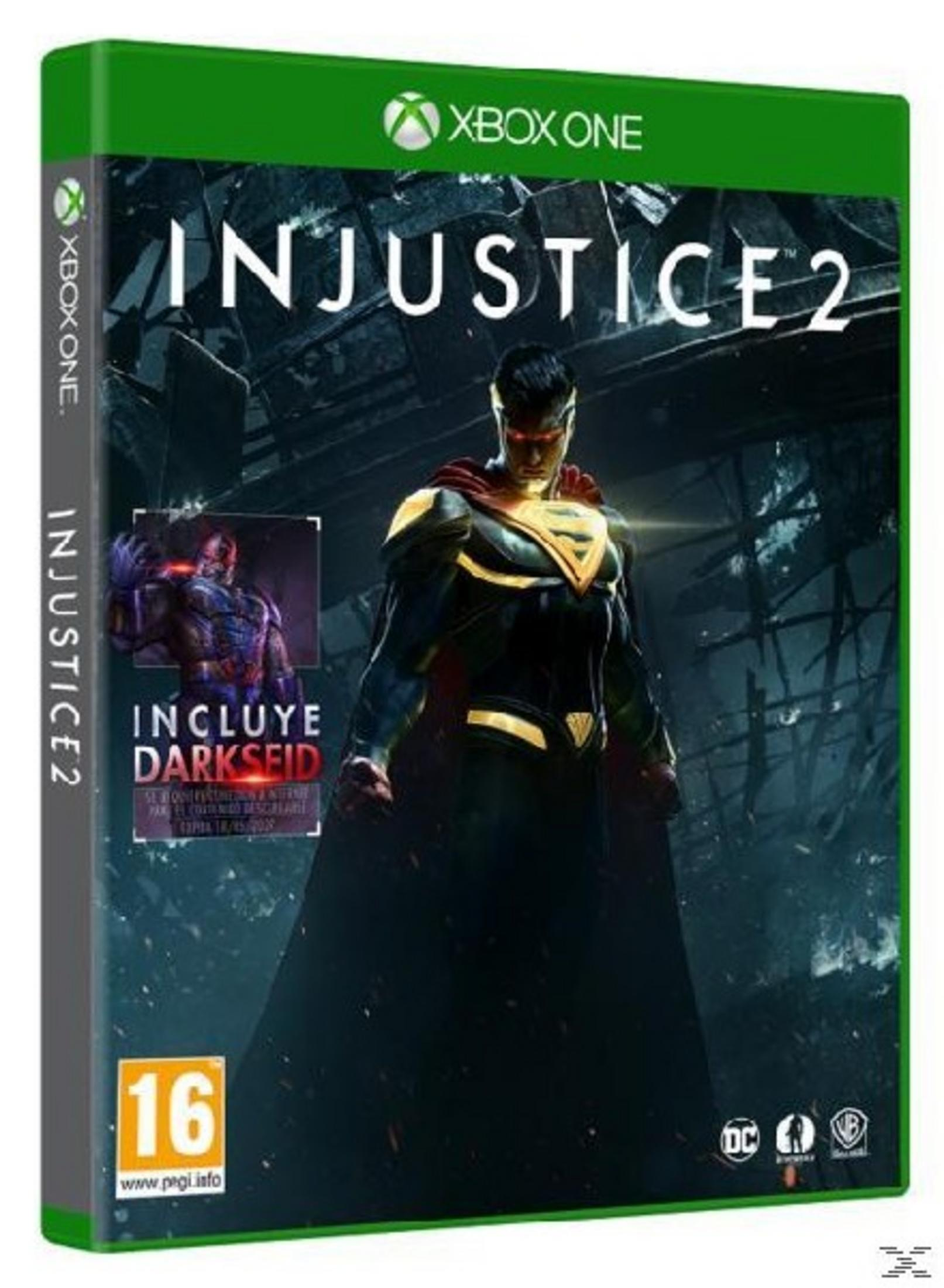 Gioco Xbox One Injustice 2 con Superman e menzione di Darkseid.