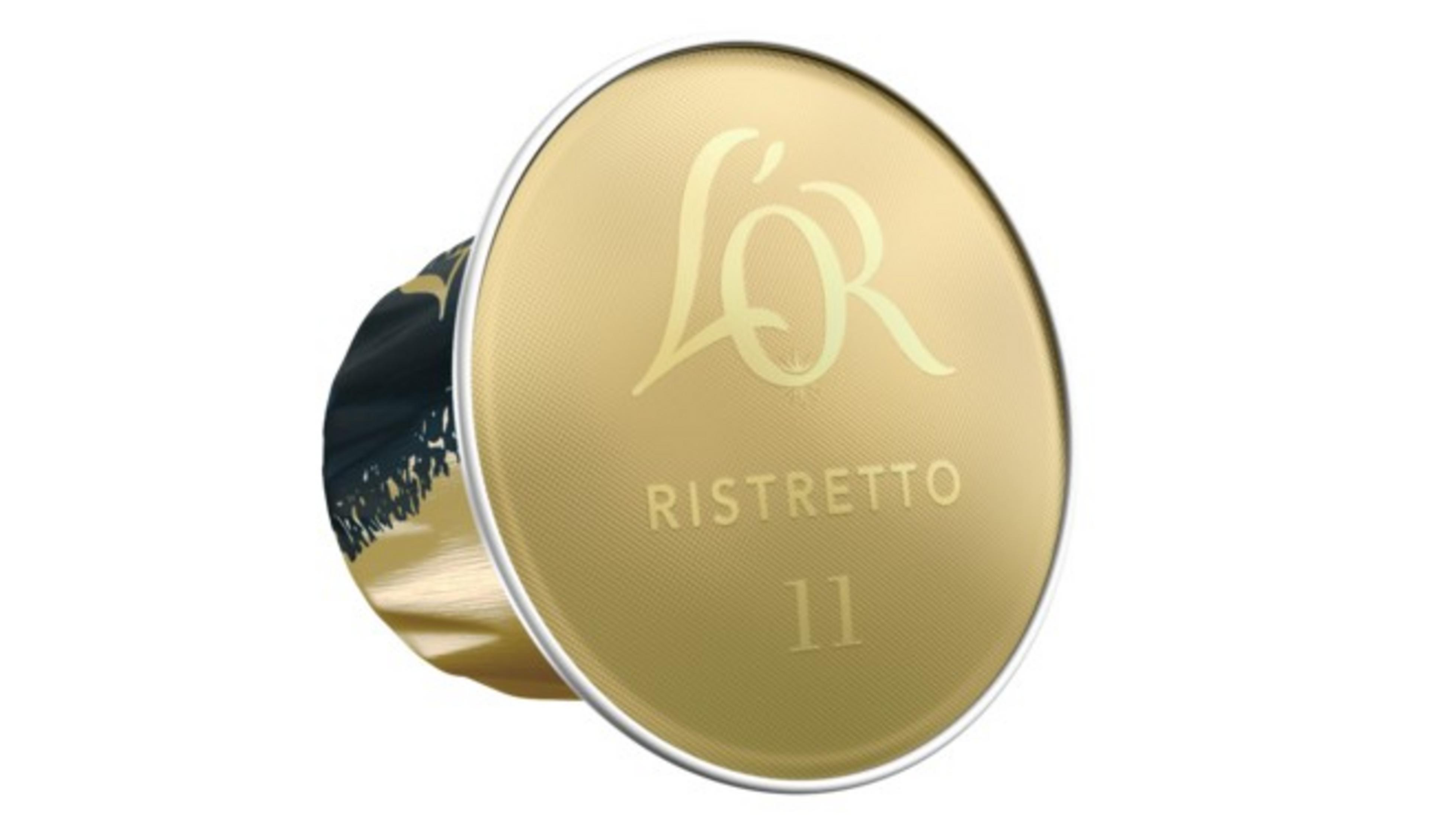 Capsula caffè dorata con logo L'OR e scritta RISTRETTO 11.