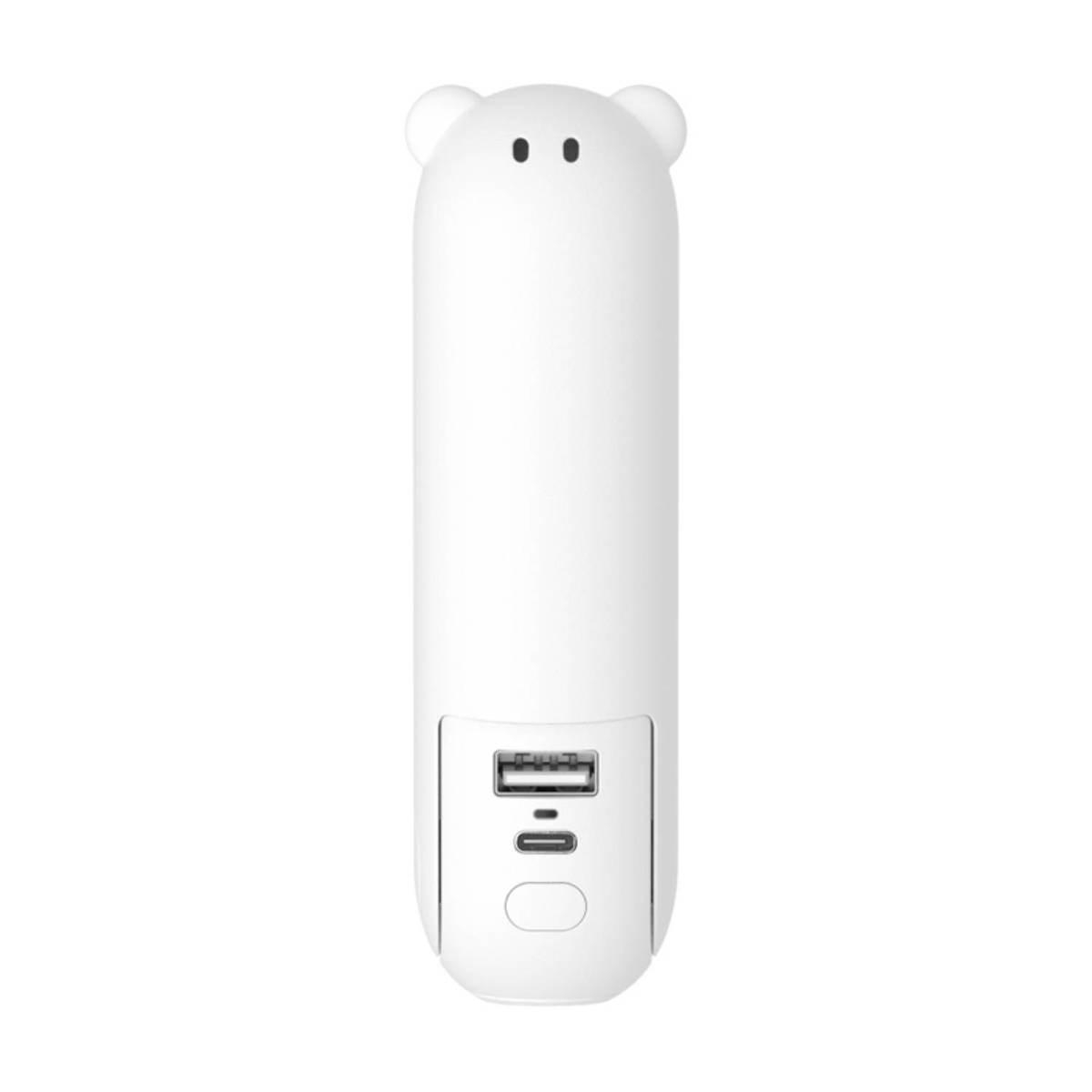 Ein weißes Gerät mit Bärenohren und zwei USB-Anschlüssen.