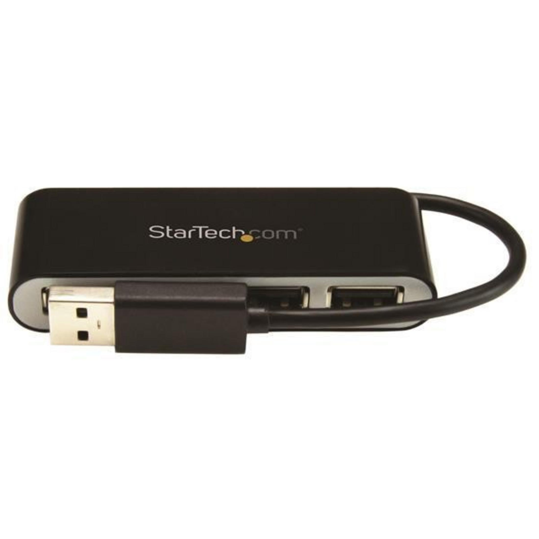 Hub USB nero con logo StarTech.com, una spina USB e due porte USB.
