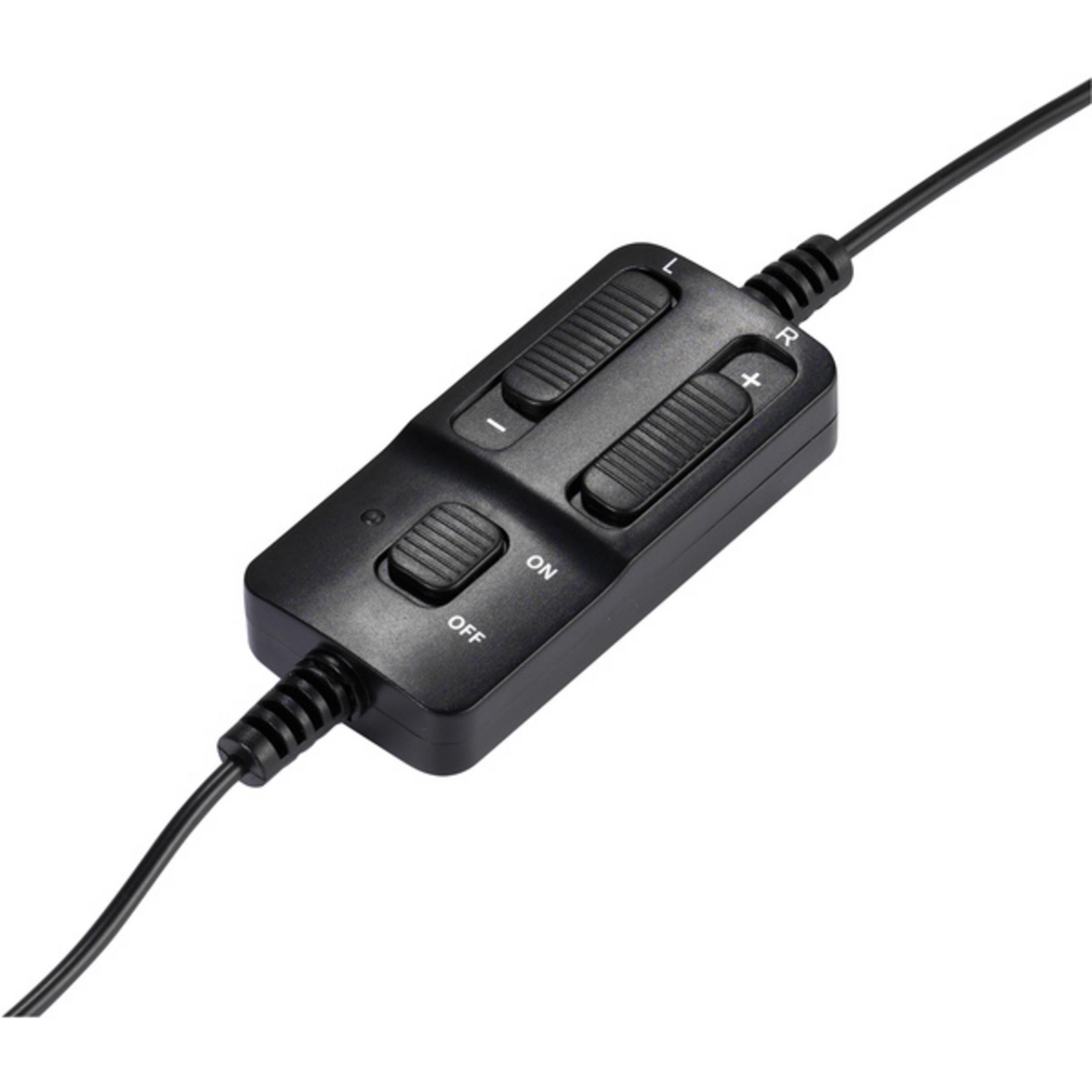 Controlador de volumen en línea negro con deslizadores y botones para volumen y silencio.
