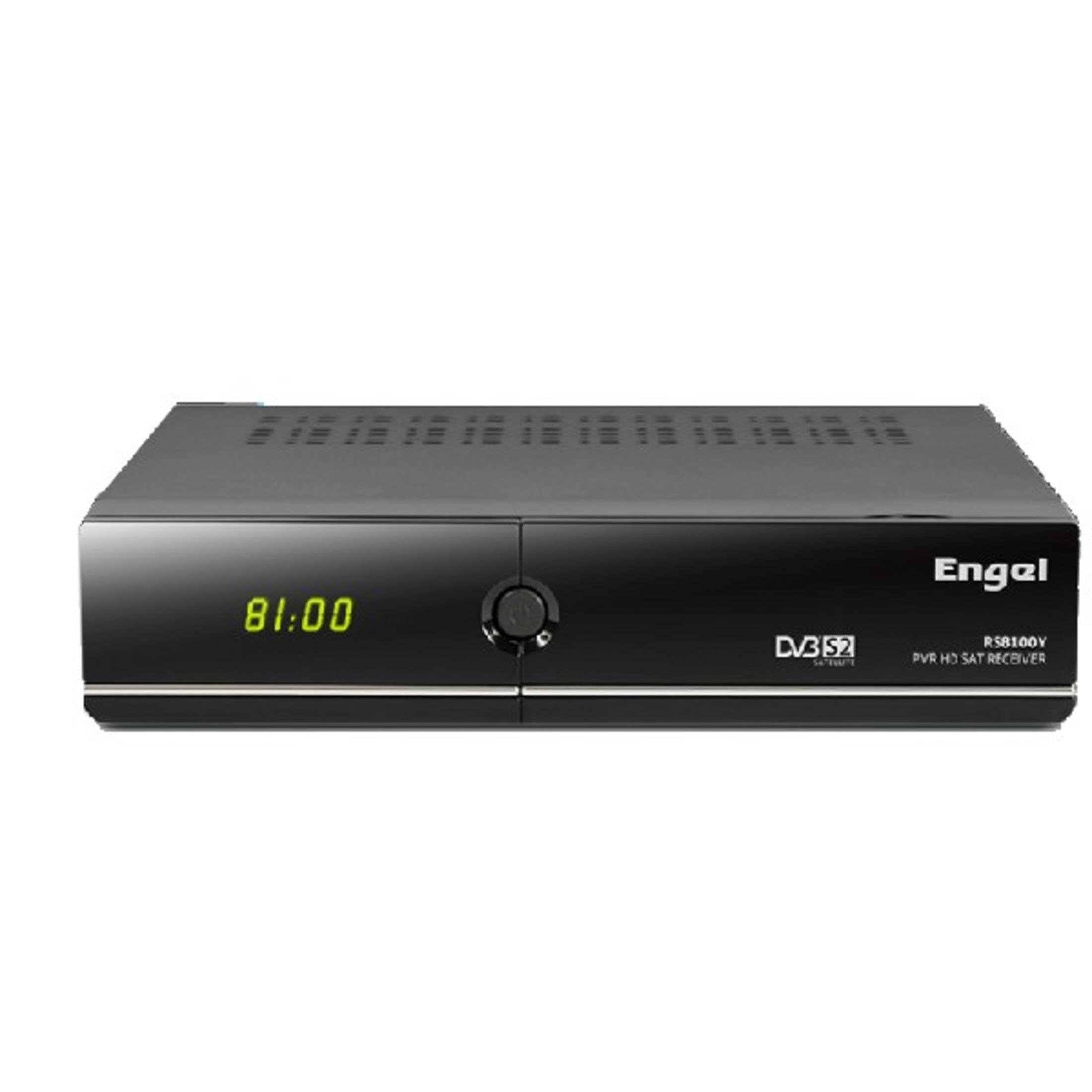 Receptor Satelital HD PVR Engel negro con pantalla digital verde mostrando 81:00.