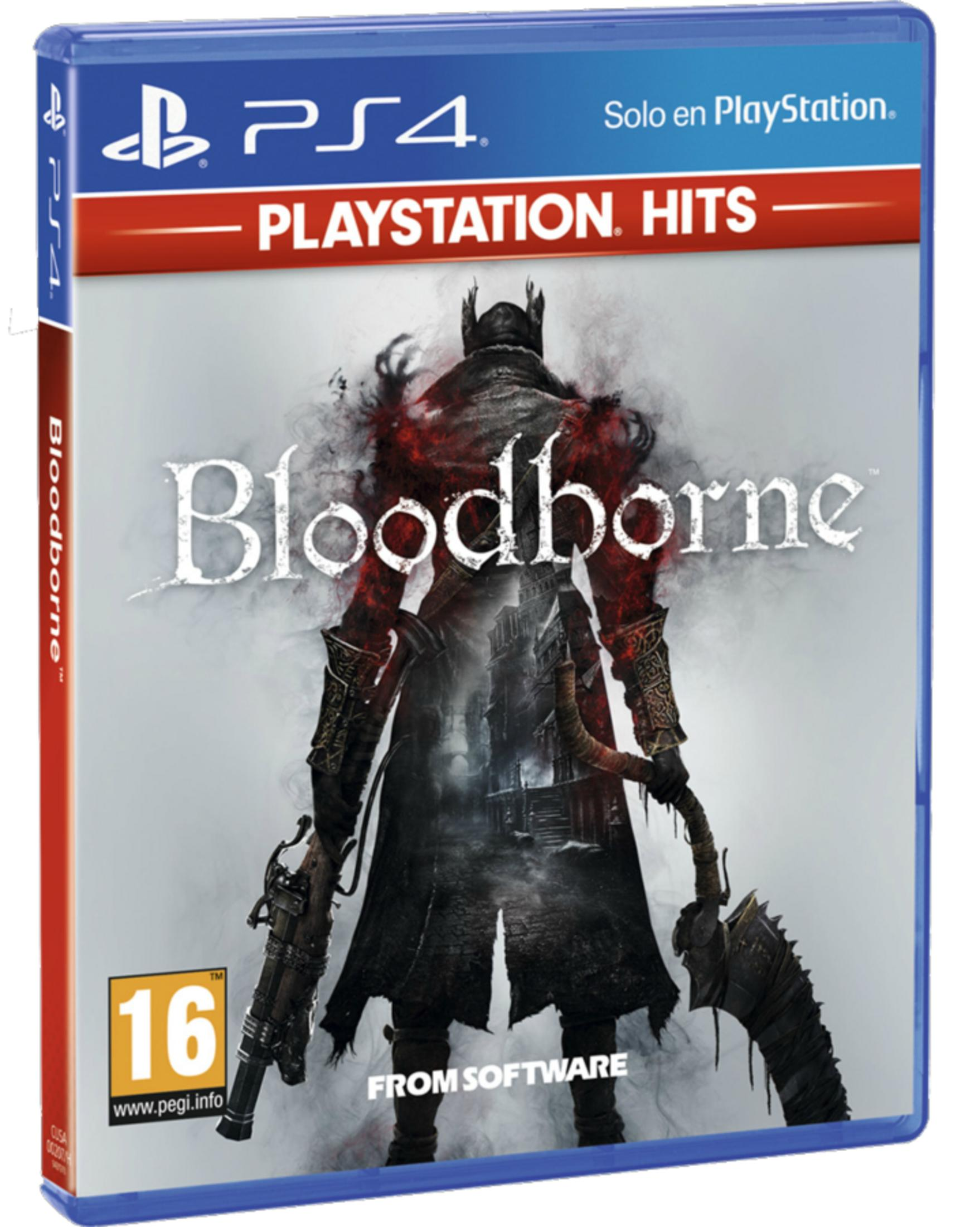 Copertina Playstation 4: Gioco Bloodborne con figura guerriero in primo piano.
