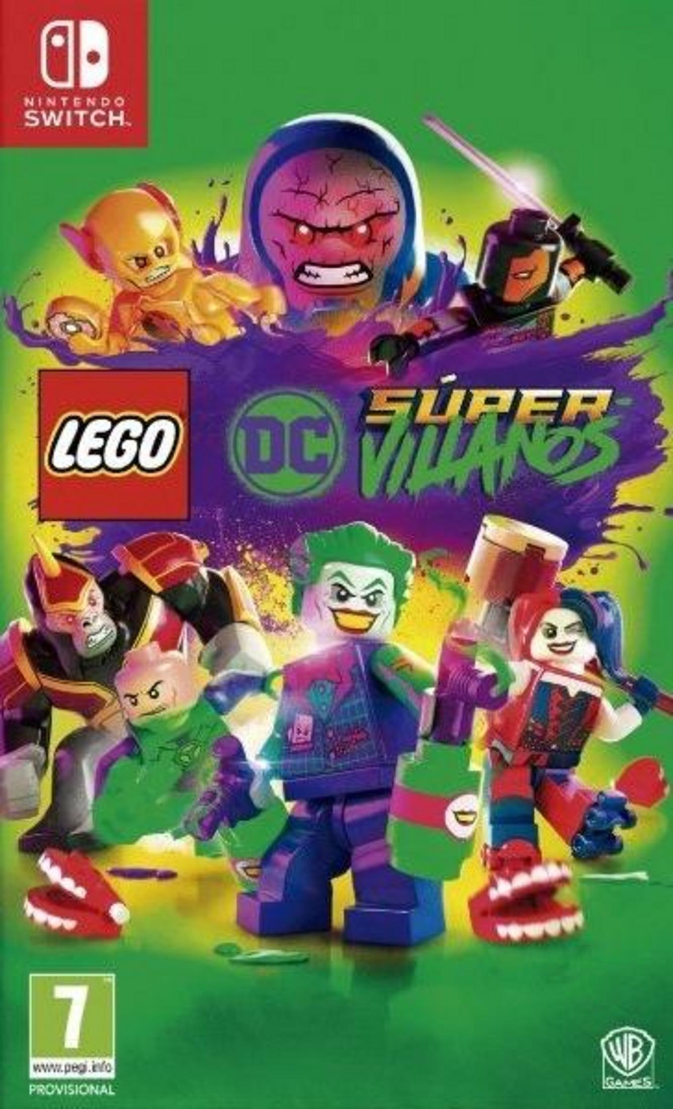 Copertina gioco Lego DC Super-Villains Nintendo Switch con Joker, Harley Quinn, Gorilla Grodd, ecc.