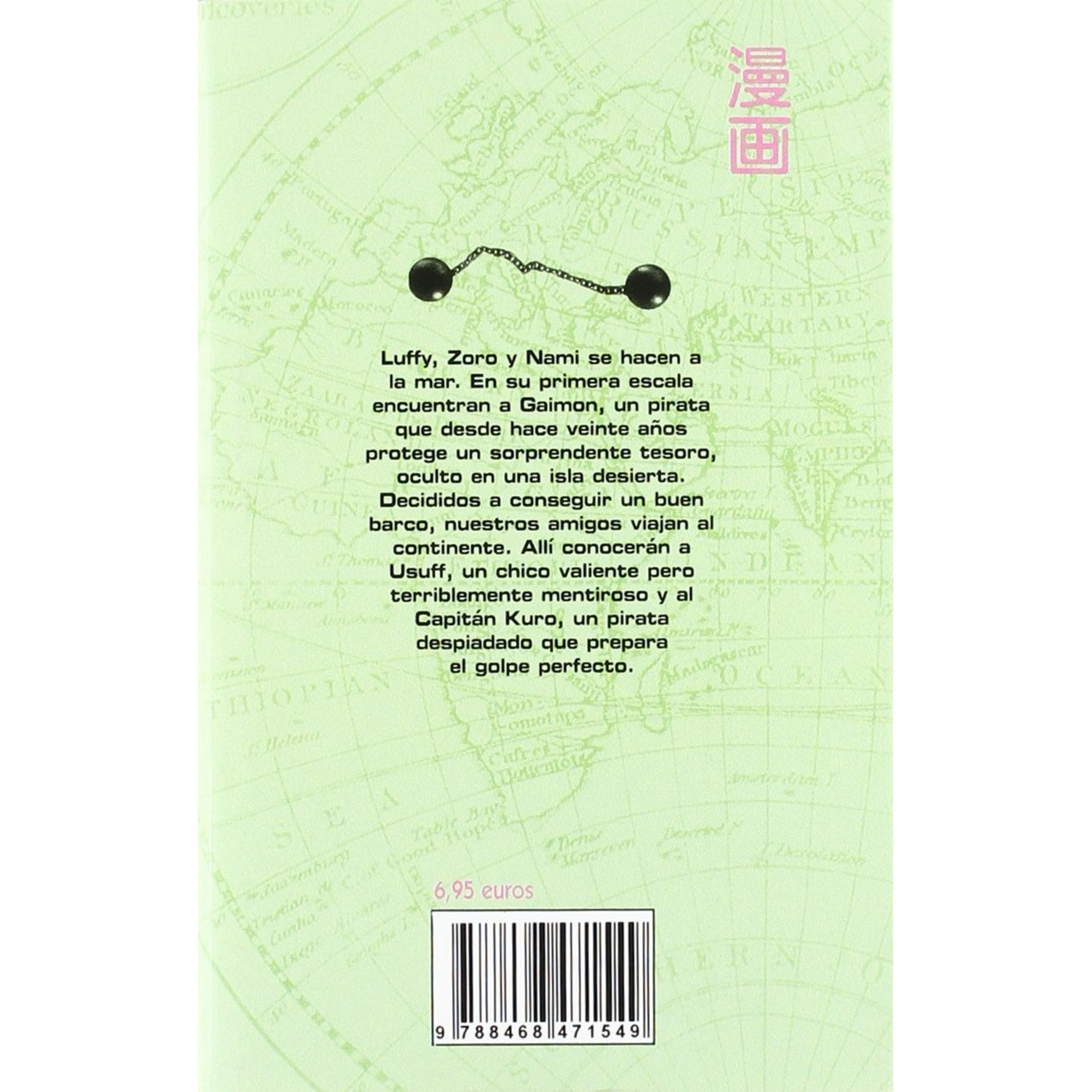 Mapa verde con texto y código de barras abajo. Arriba pone "6,95 euros".