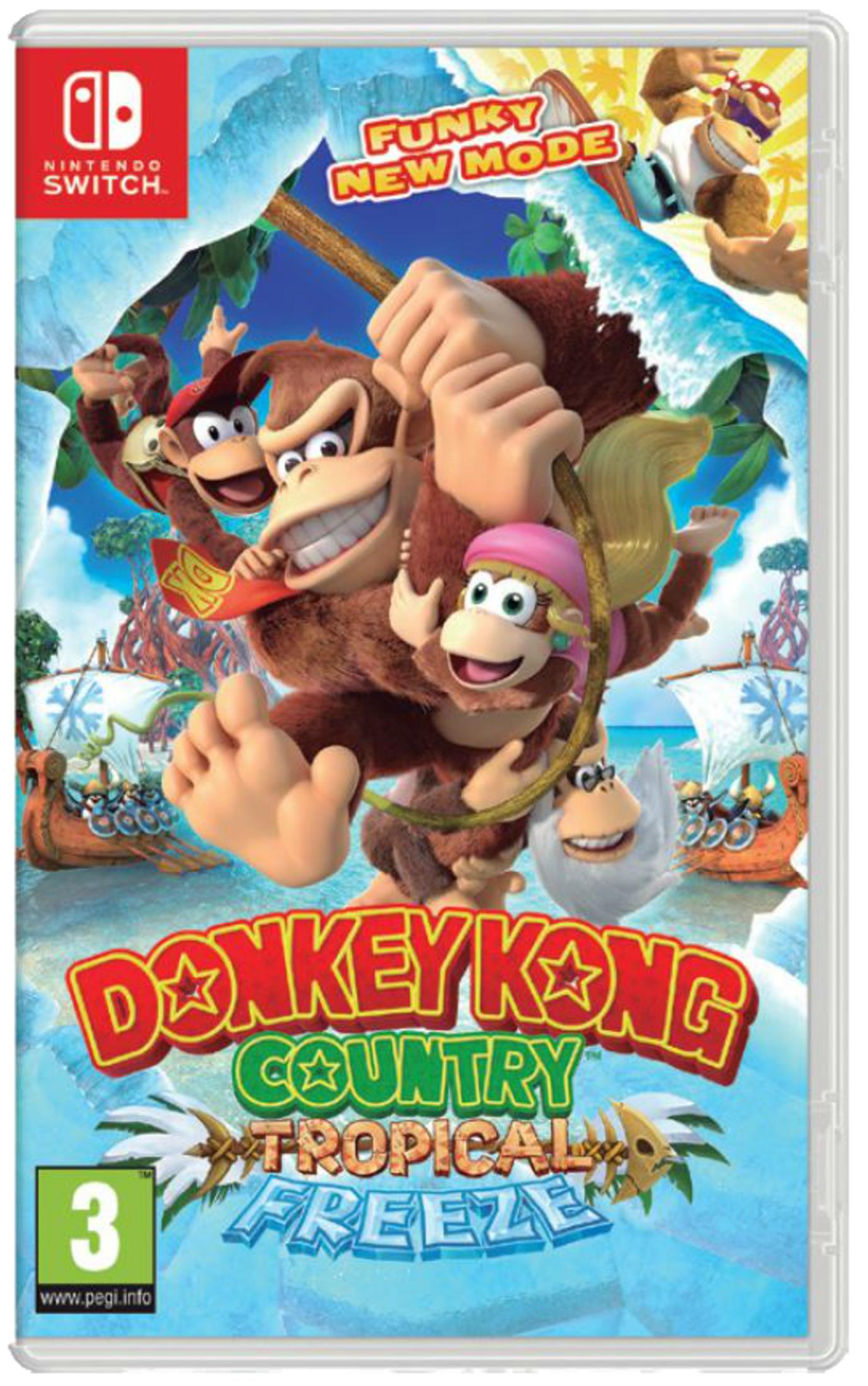 Donkey Kong e amici su Nintendo Switch, con barche e palme.
