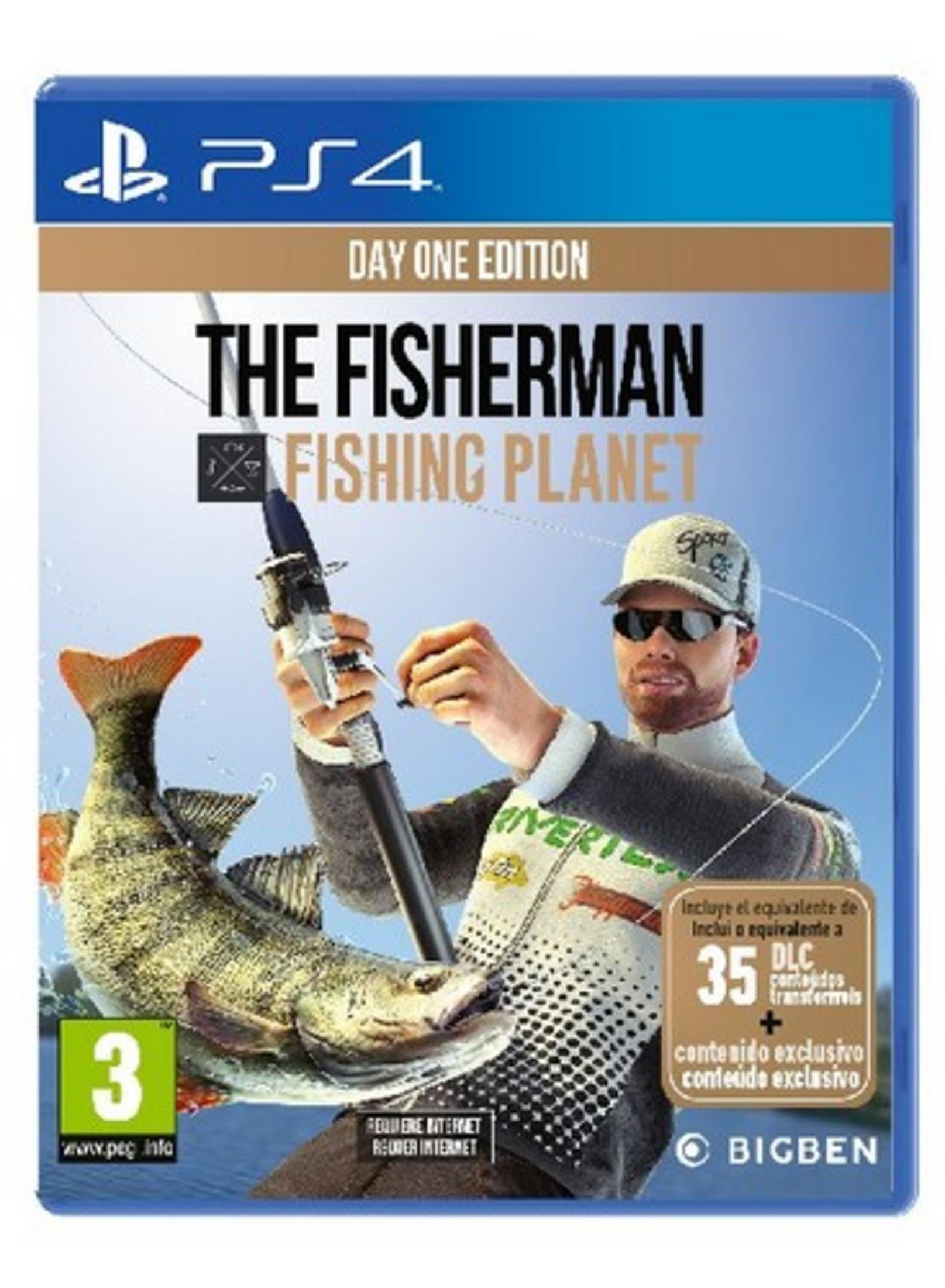 Gioco PS4 "The Fisherman Fishing Planet" con un uomo che pesca. Edizione Day One.