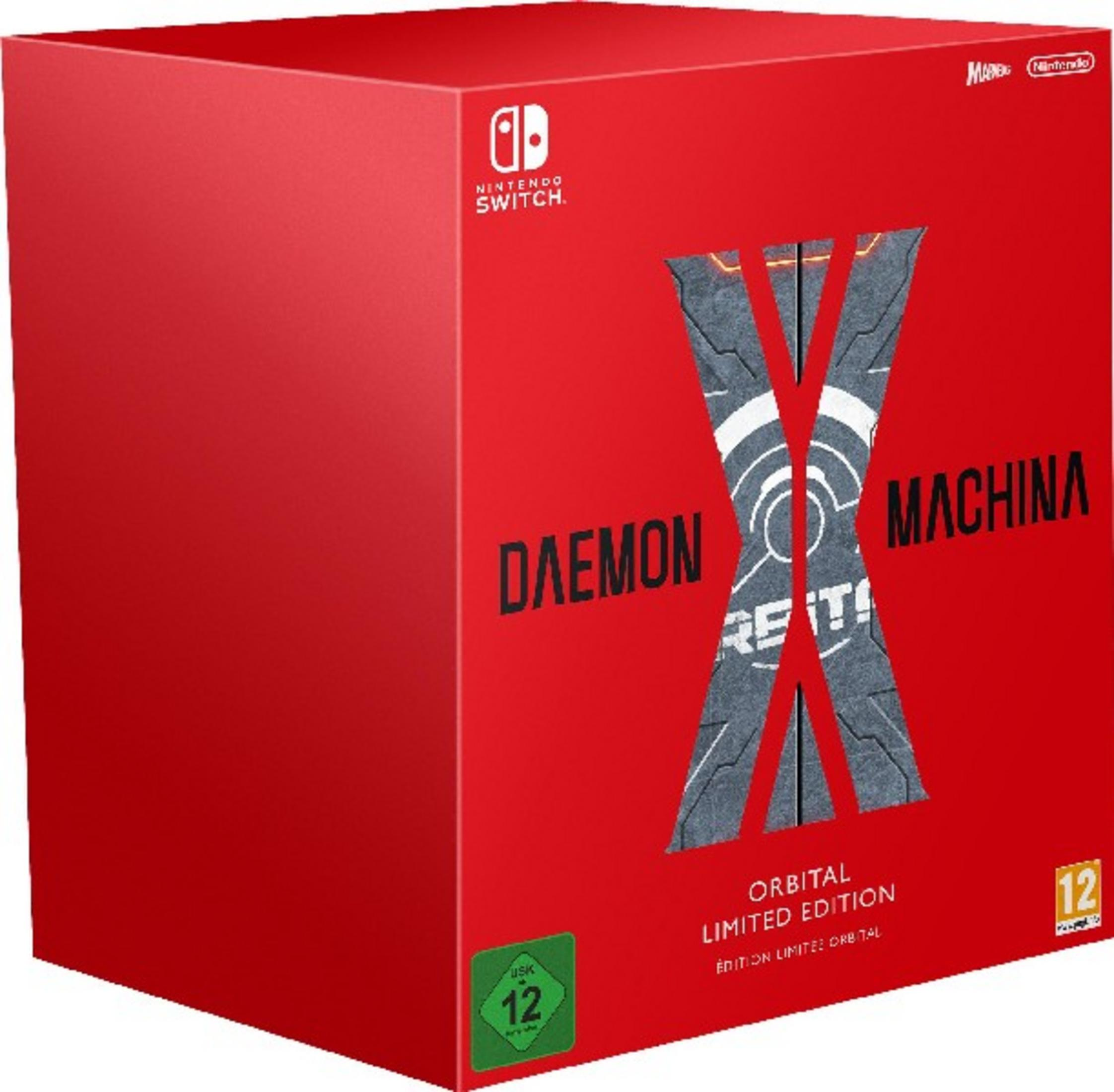 Rote Schachtel für Nintendo Switch-Spiel Daemon X Machina, Limited Edition.