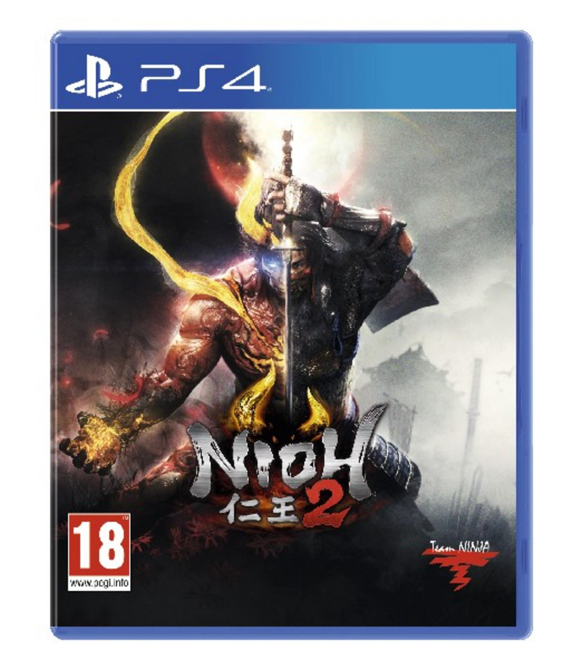 Copertina PS4 Nioh 2: demone che brandisce spada in battaglia.