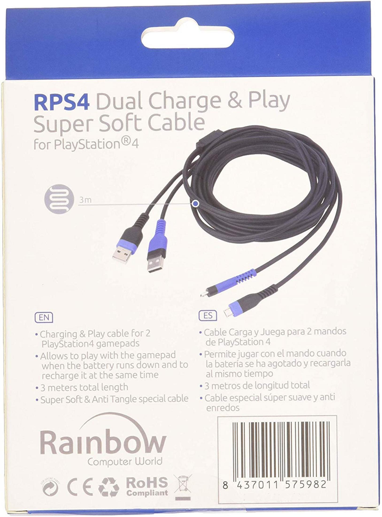 Cable RPS4 Carga y Juega para 2 mandos, 3m, negro.