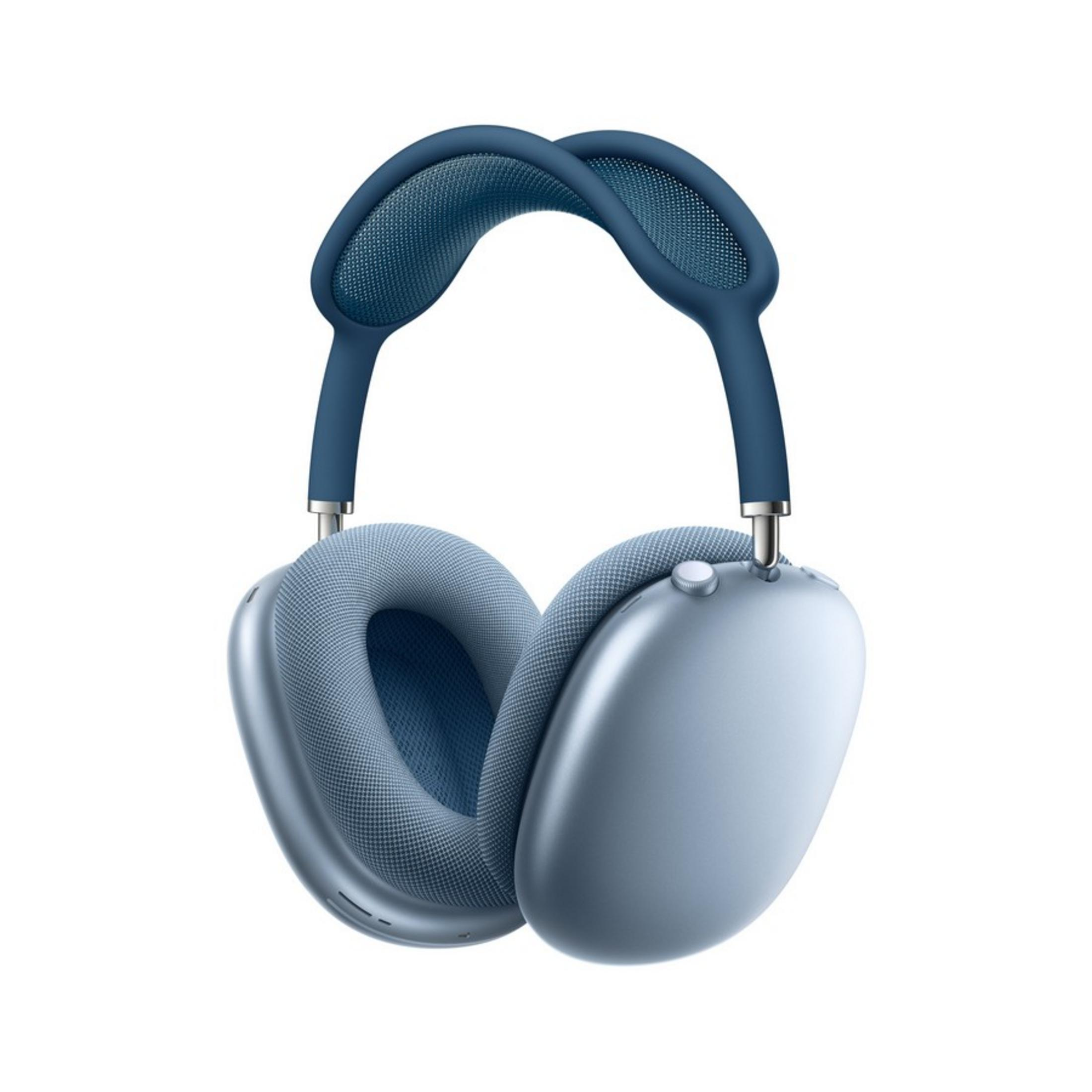 Cuffie blu con accenti argentati e archetto imbottito.