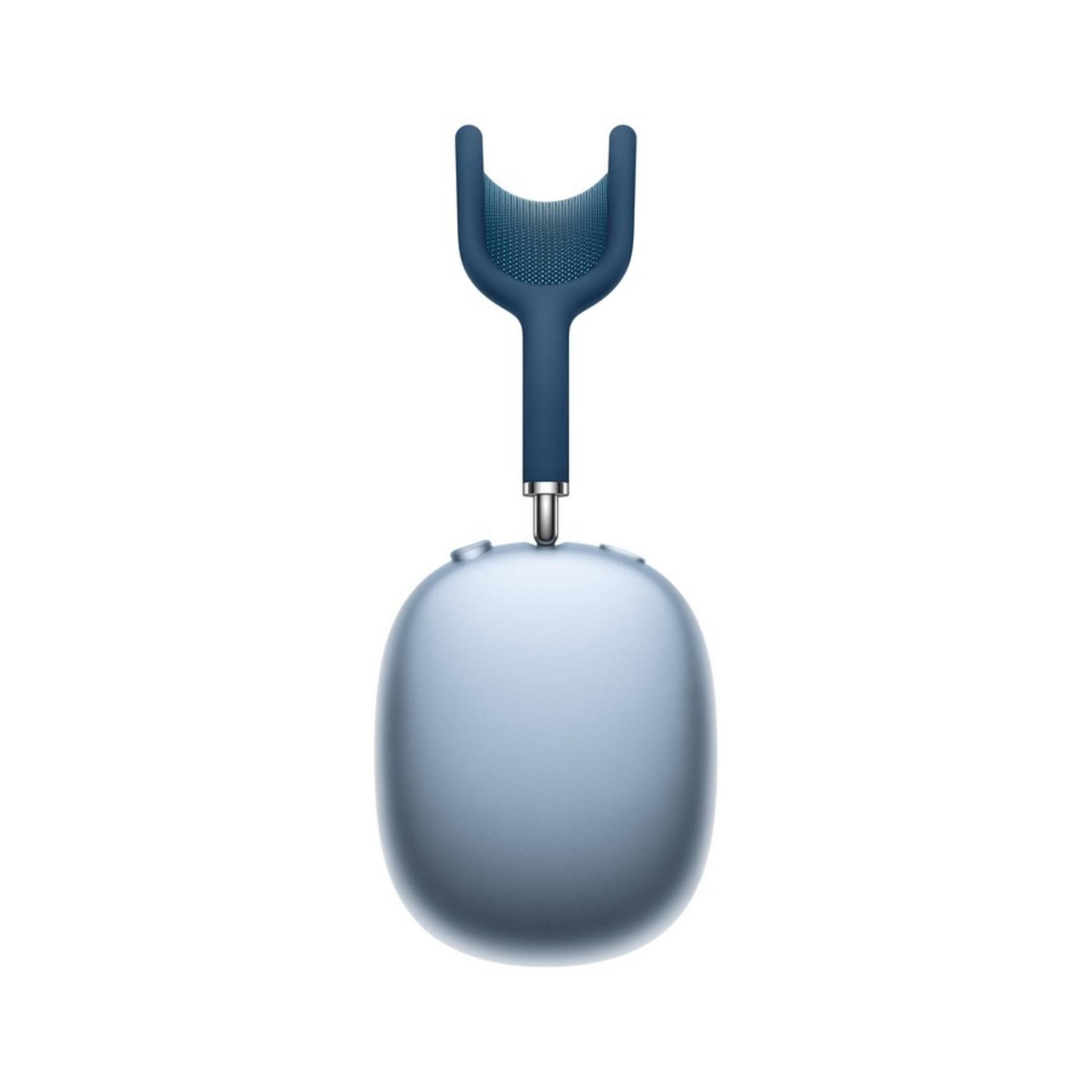 Cuffie blu con fascia a U e rete imbottita.