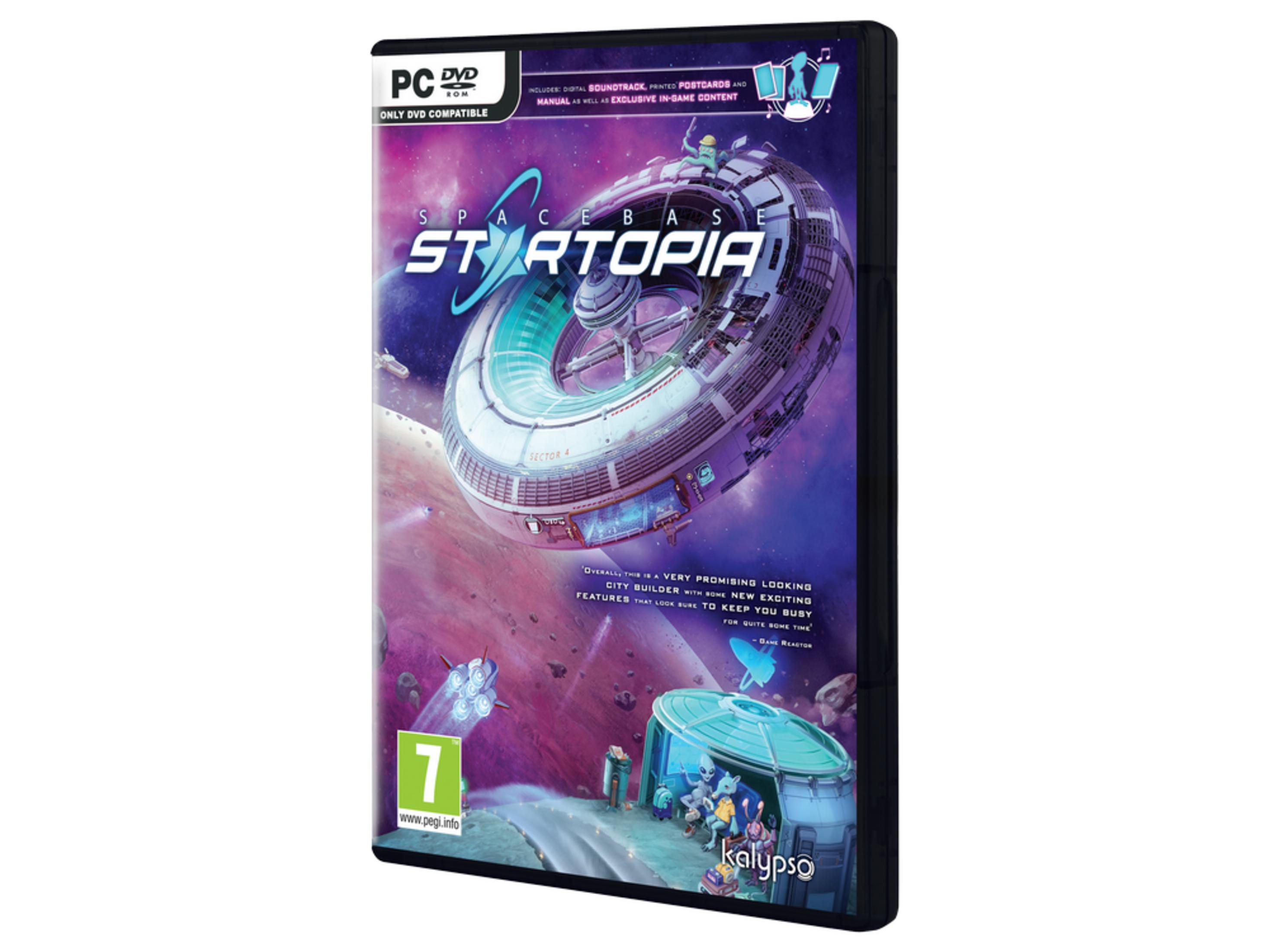 Funda de PC Spacebase Startopia con estación espacial, alienígenas y naves espaciales.