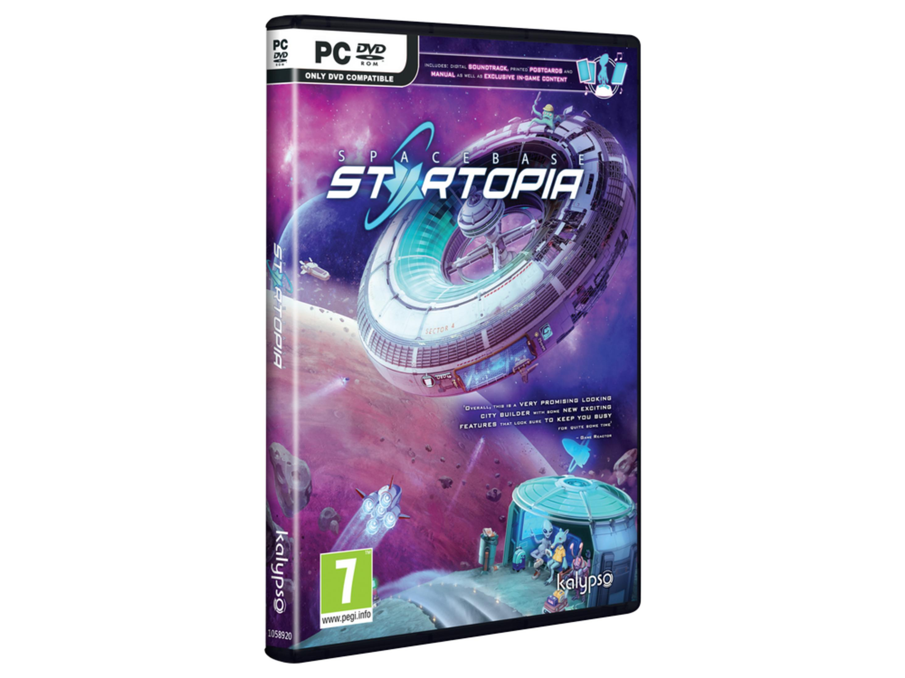 Portada de videojuego de estación espacial con naves espaciales y planetas.
