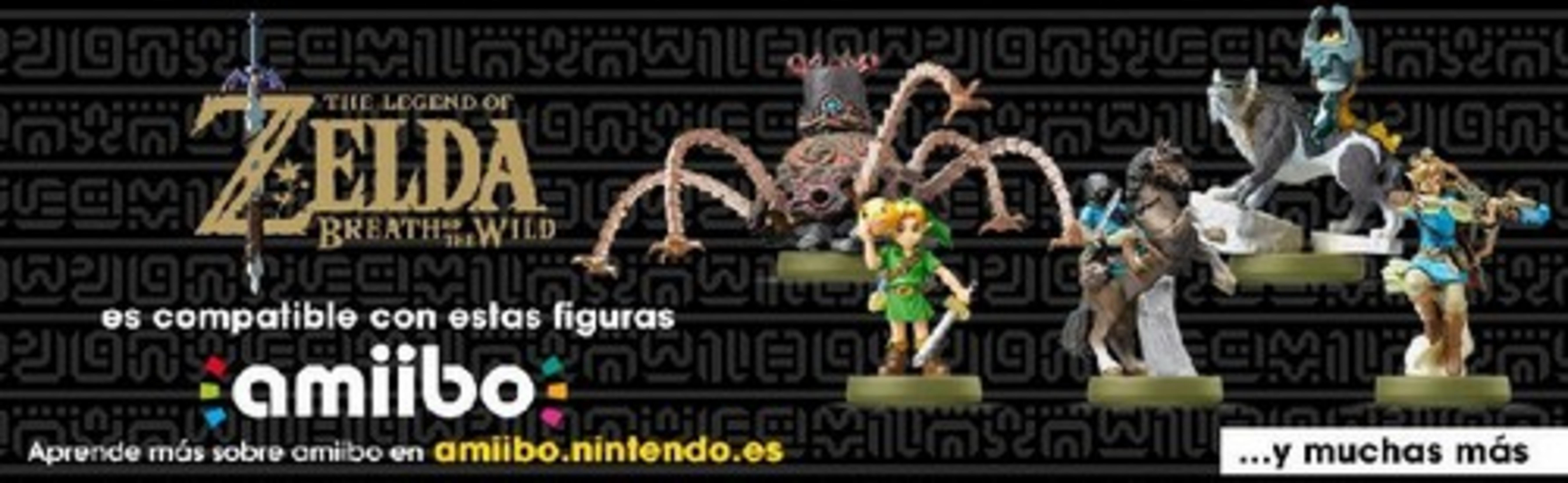 Figure Amiibo di Zelda Breath of the Wild con Link, Link Lupo e un Guardiano.