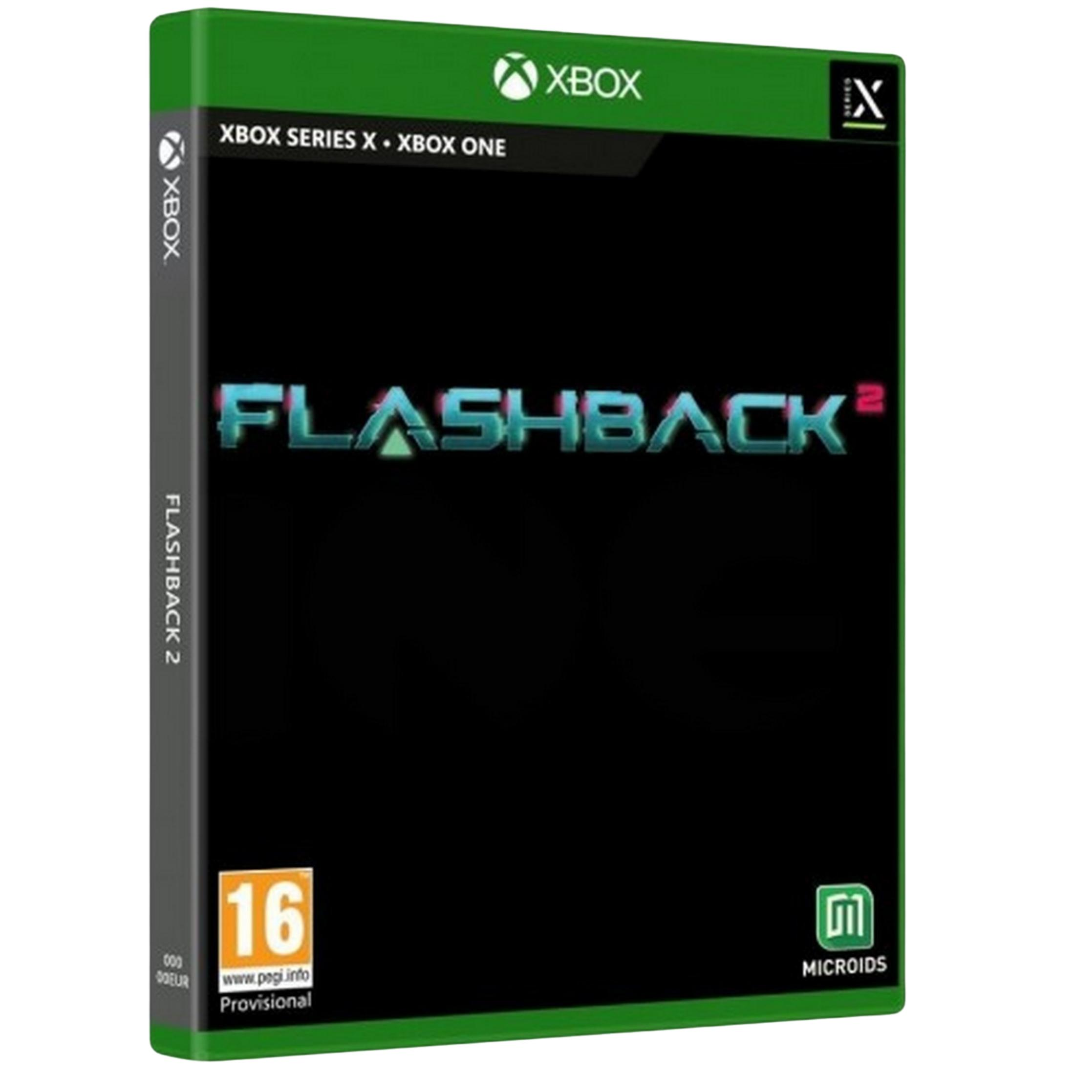 Custodia gioco Xbox per Flashback 2, con logo Xbox e rating 16.