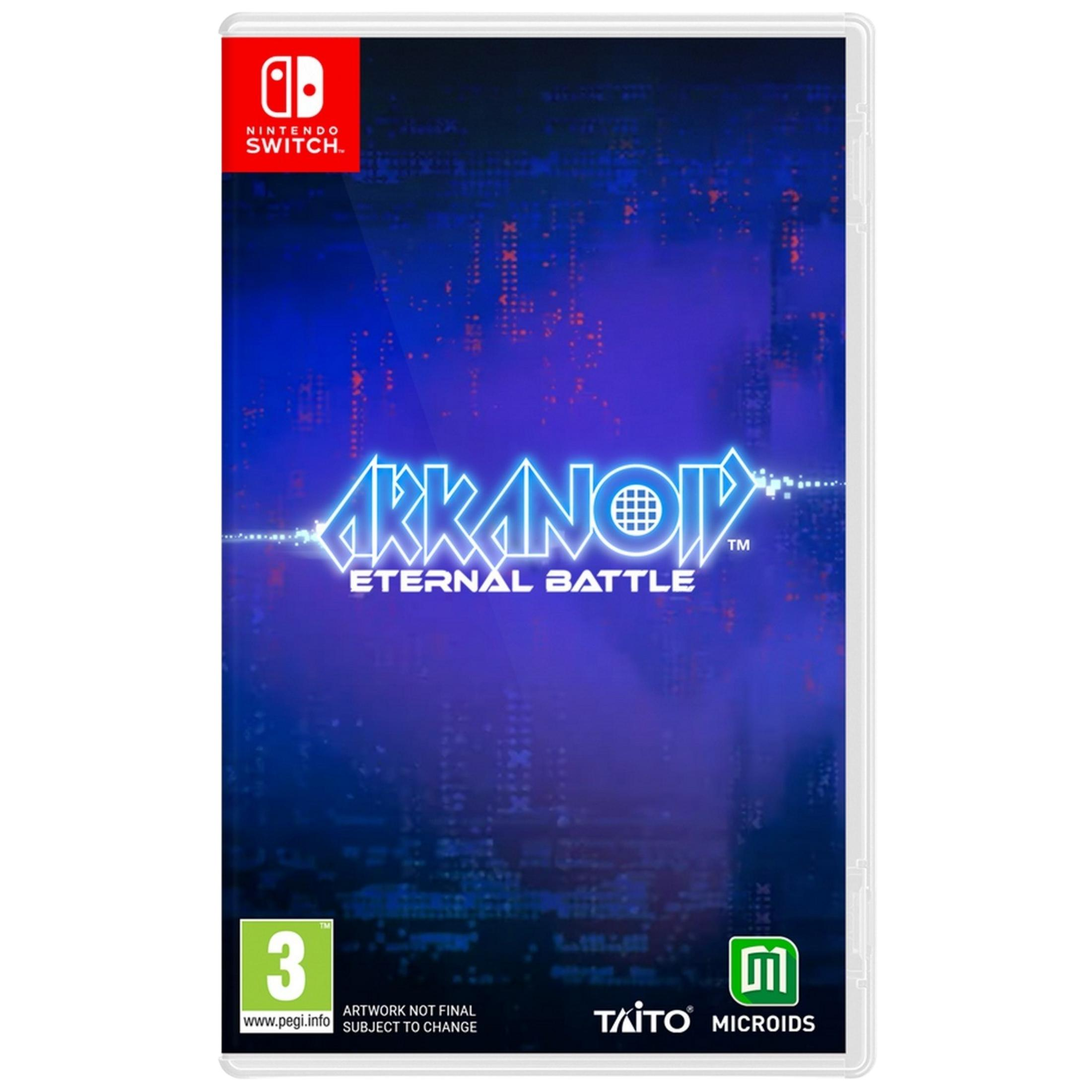 Custodia gioco Nintendo Switch per Arkanoid: Eternal Battle. Sfondo digitale blu.
