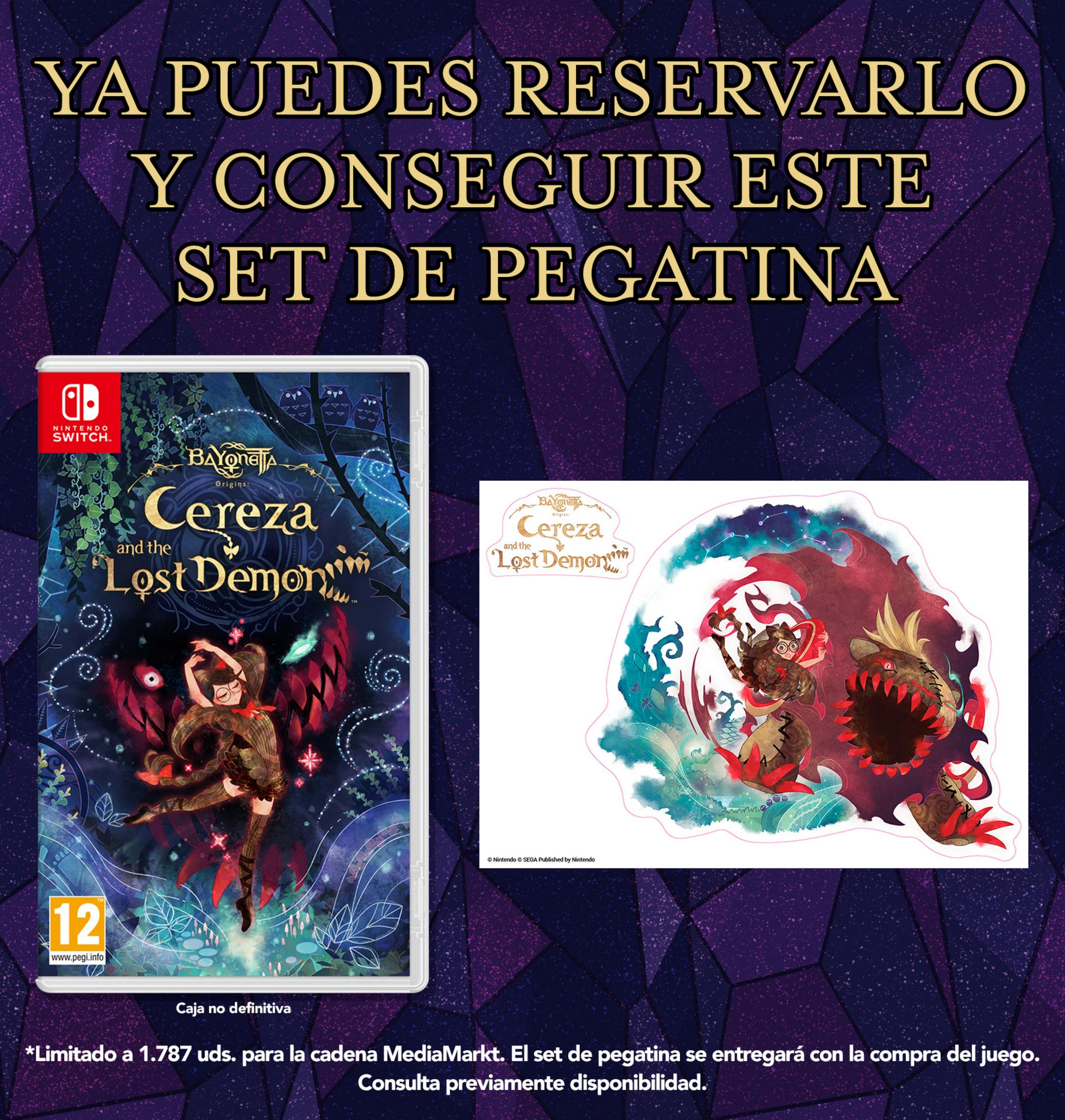 Copertina gioco Nintendo Switch e set adesivi di Cereza e il Demone Perduto.