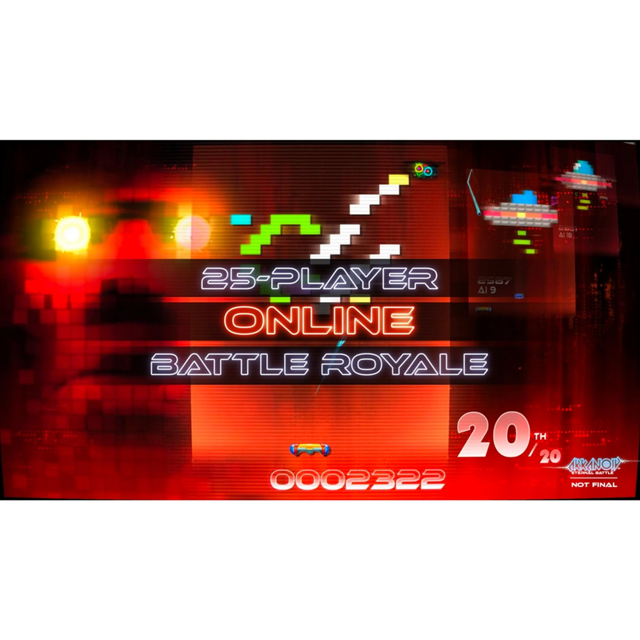 Schermata di gioco con grafica pixelata e testo per un gioco battle royale online da 25 giocatori.