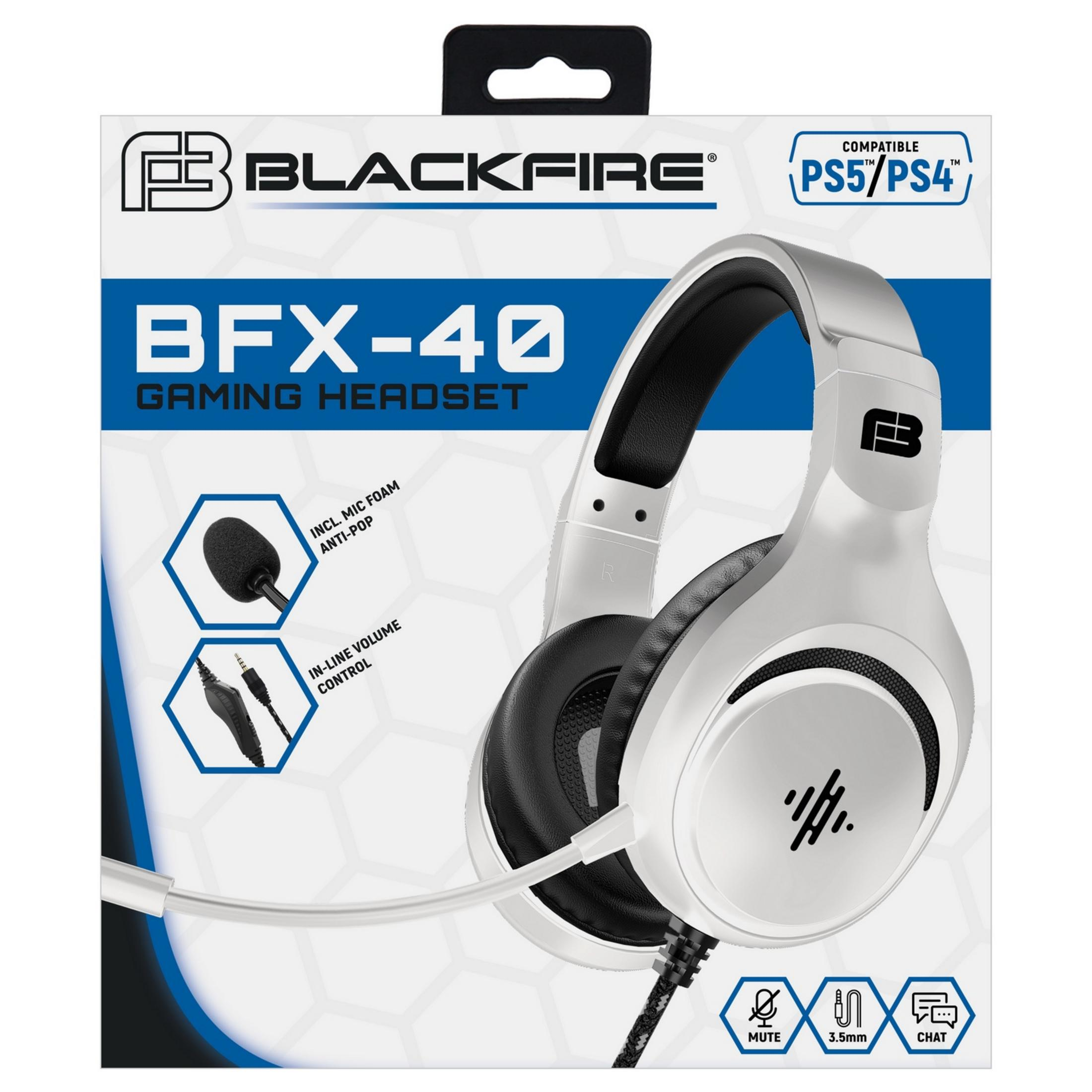 Cuffie da gaming bianche con microfono e controllo volume, compatibili PS5/PS4.