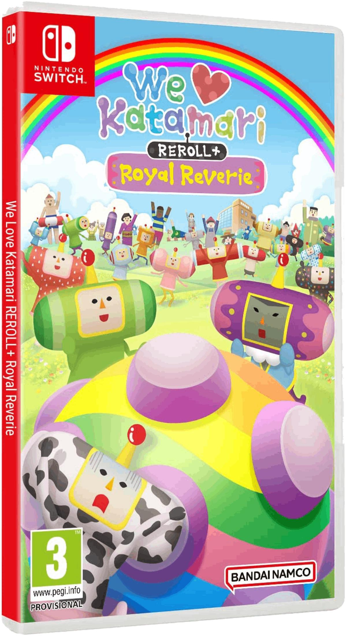 Gioco Nintendo Switch We Love Katamari REROLL+ Royal Reverie con personaggi colorati.