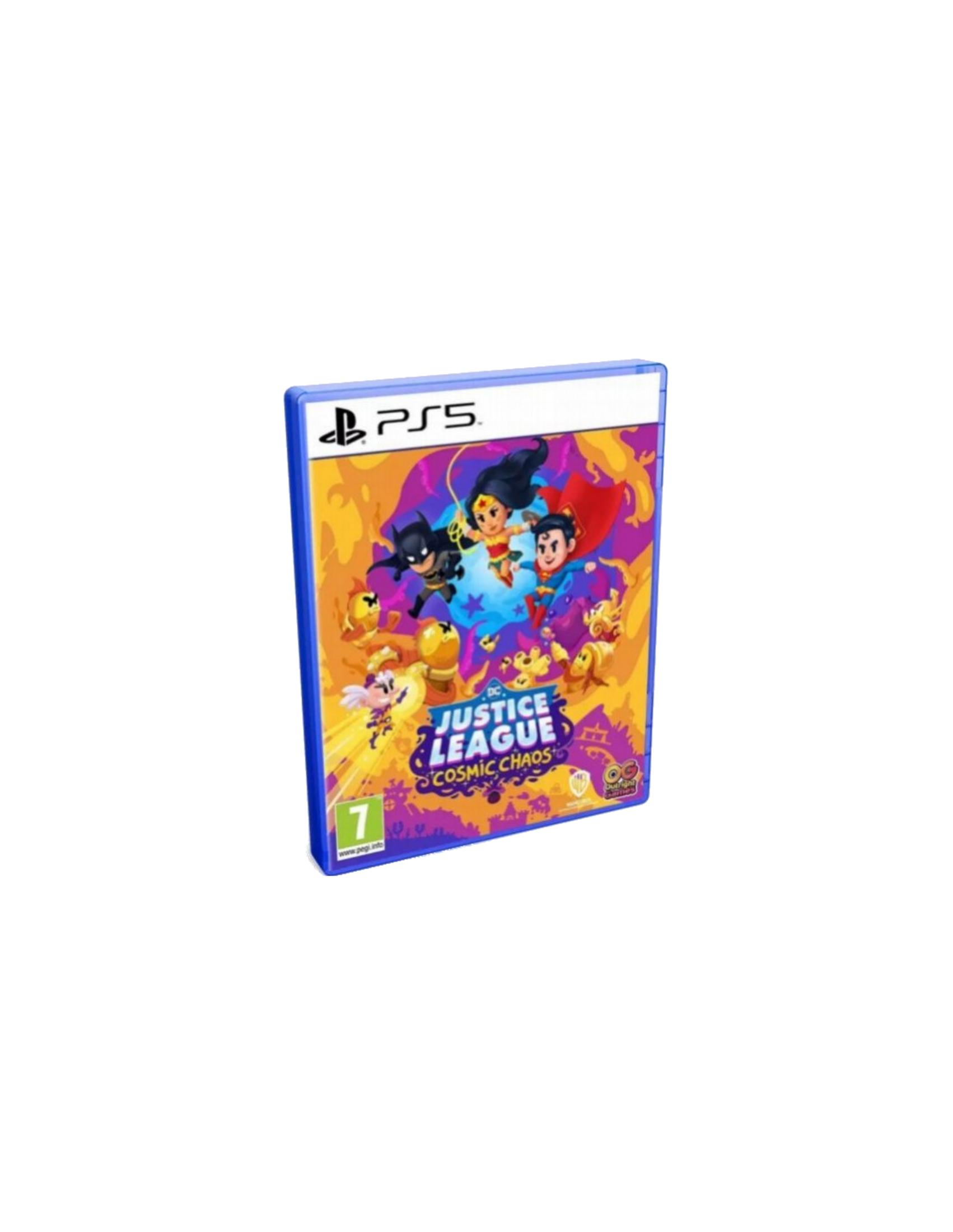 Custodia gioco PS5 Justice League Cosmic Chaos con Batman, Wonder Woman, Superman.