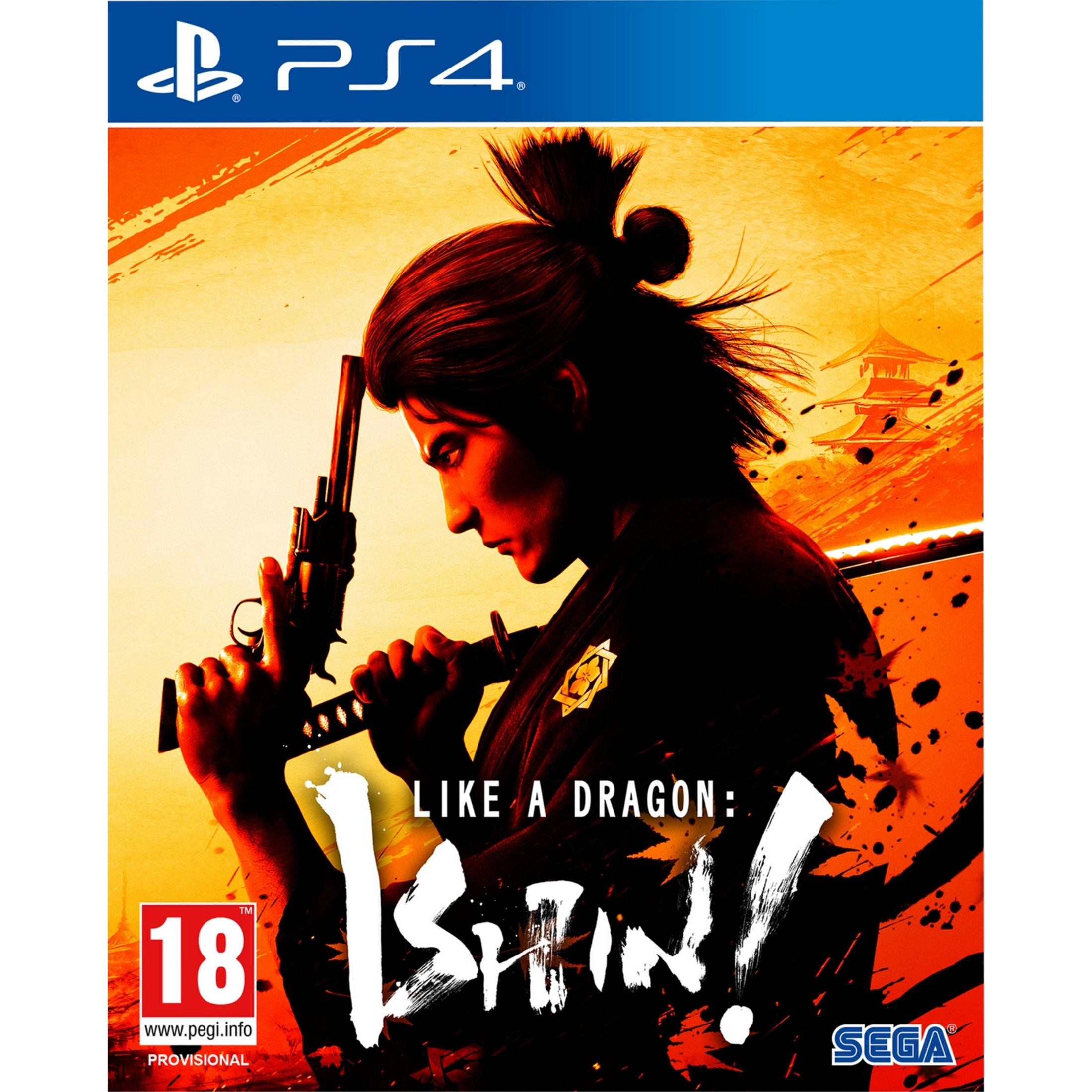 Portada de 'Like a Dragon: Ishin!' con un hombre sosteniendo un arma y una espada.