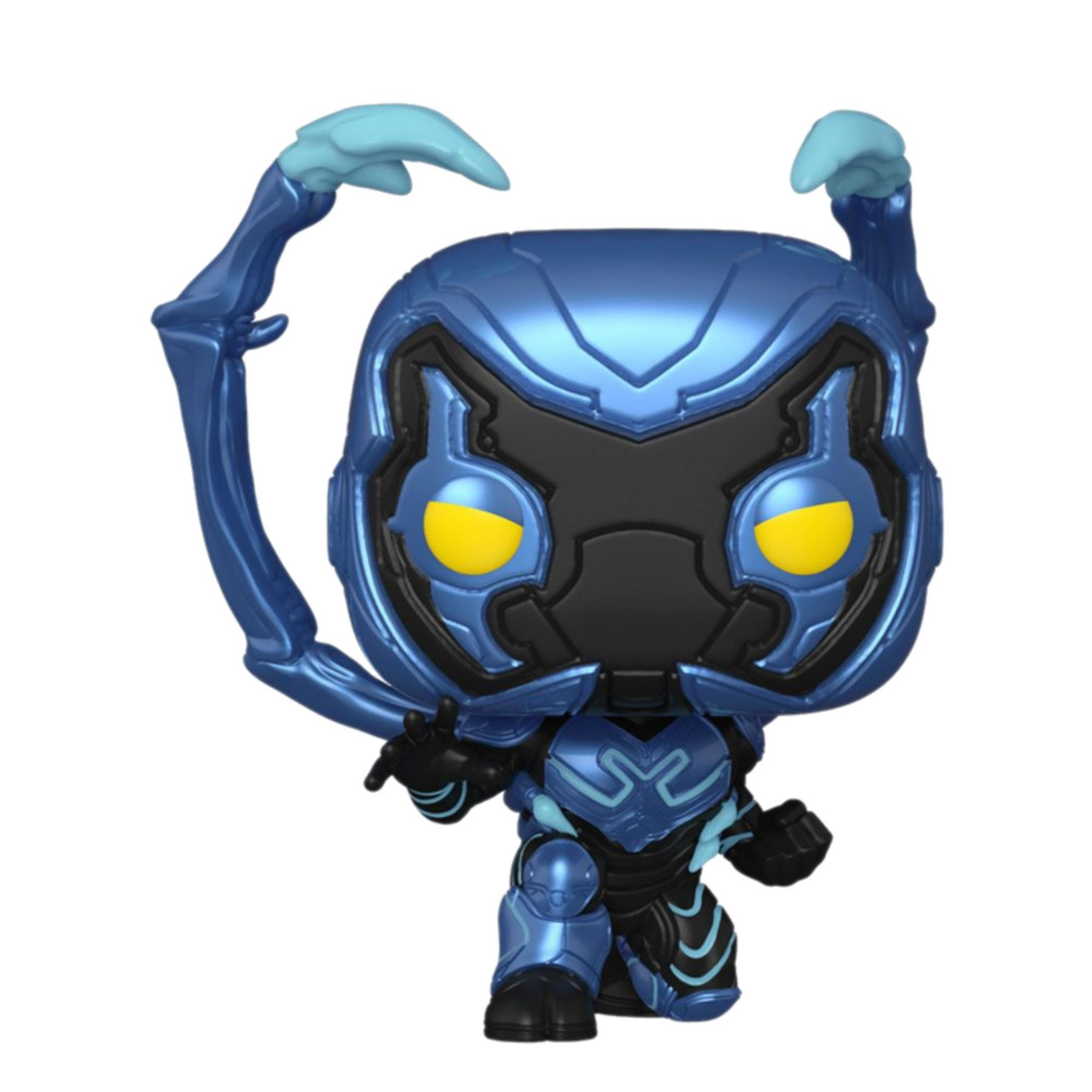 Una figura azul con ojos amarillos y antenas.