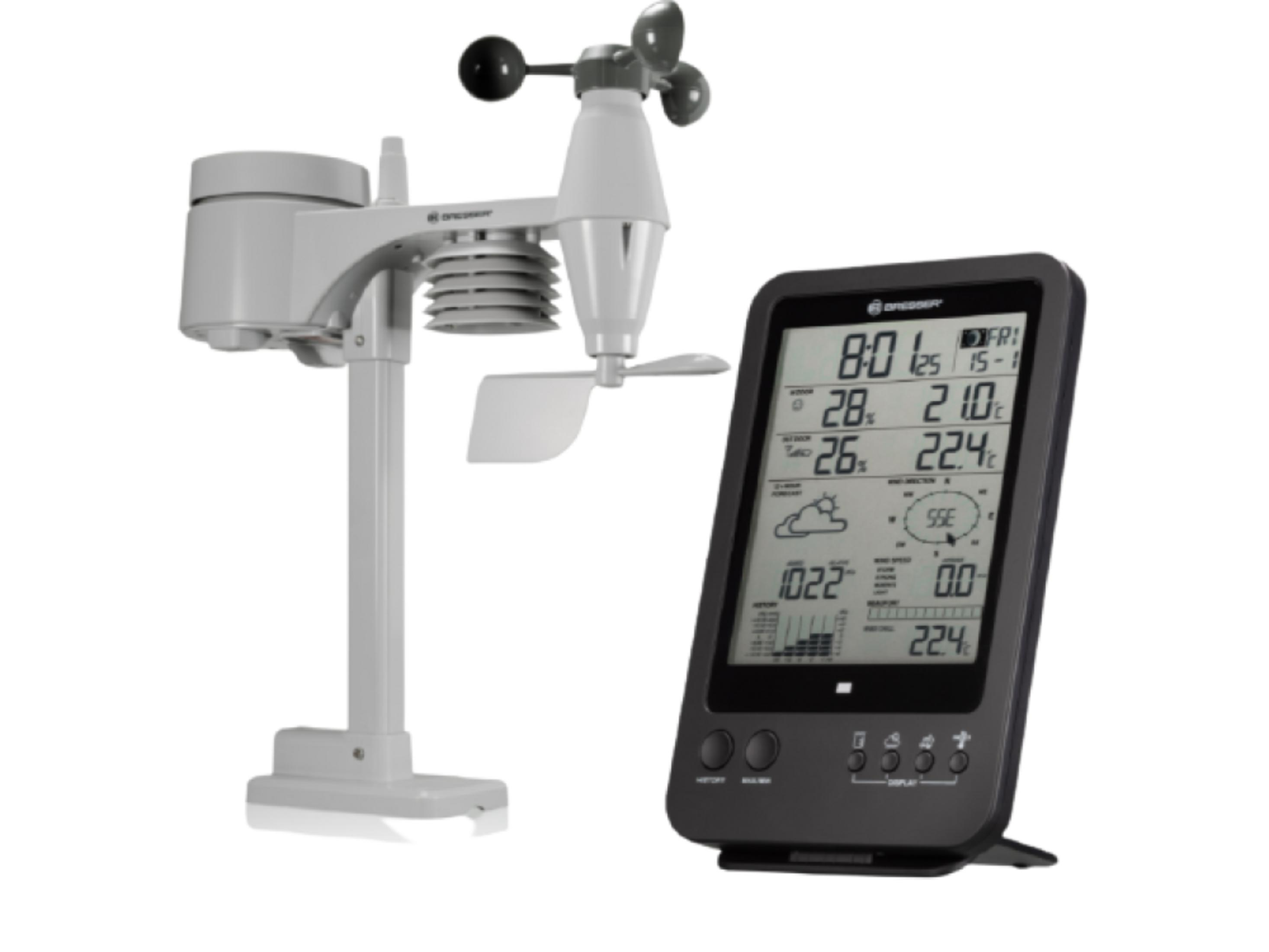 Ein Wetterstation-Außensensor und ein digitaler Empfänger mit Display.