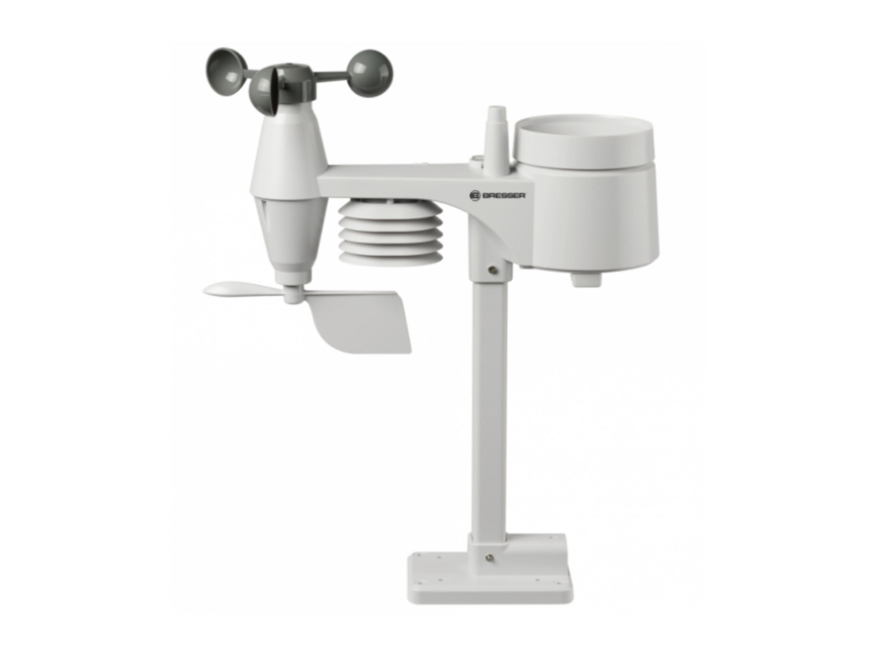 Weißes Wetterstations-Zubehör mit Anemometer und Windrichtungsgeber.