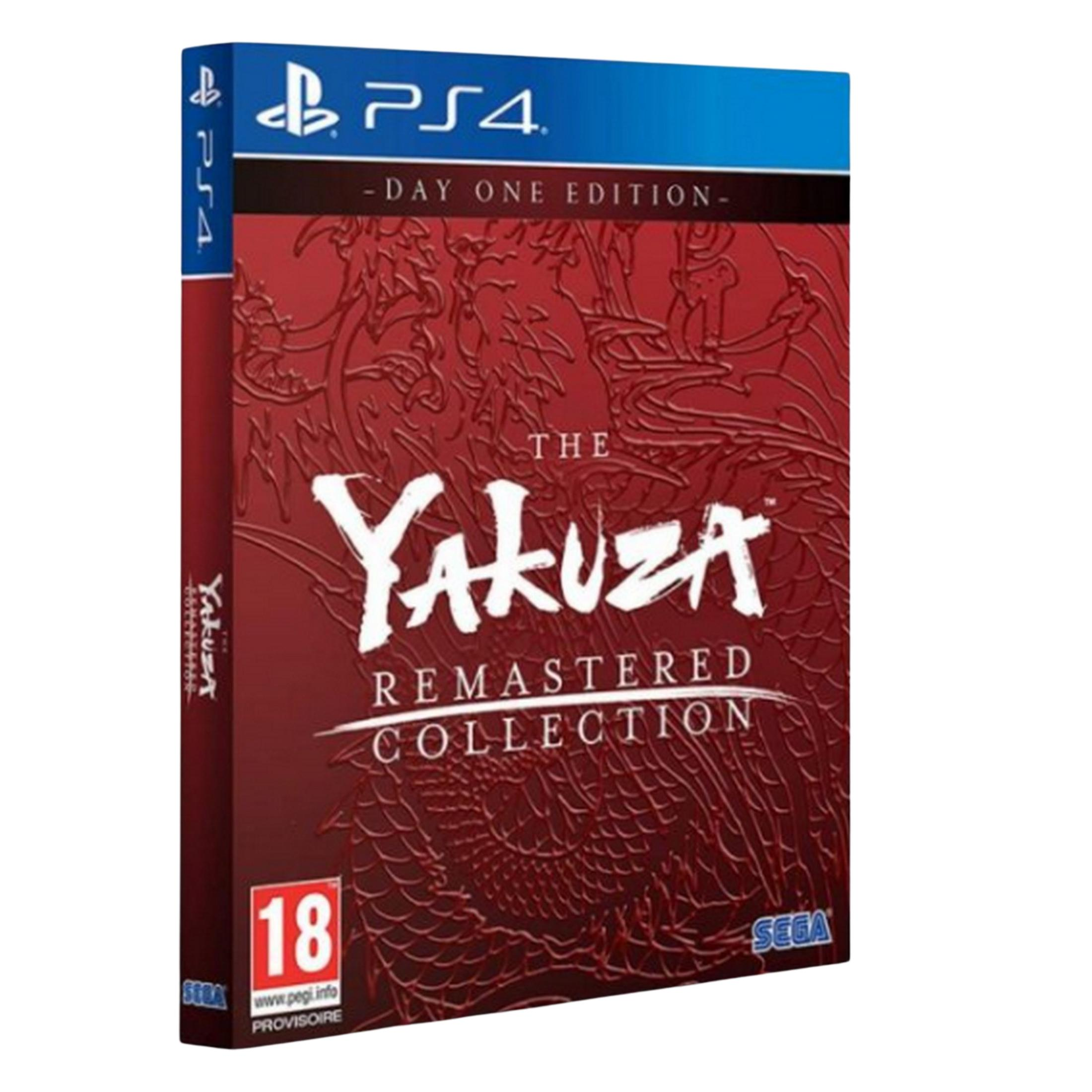 Gioco PS4 "The Yakuza Remastered Collection" Edizione Day One, custodia rossa con motivo drago.
