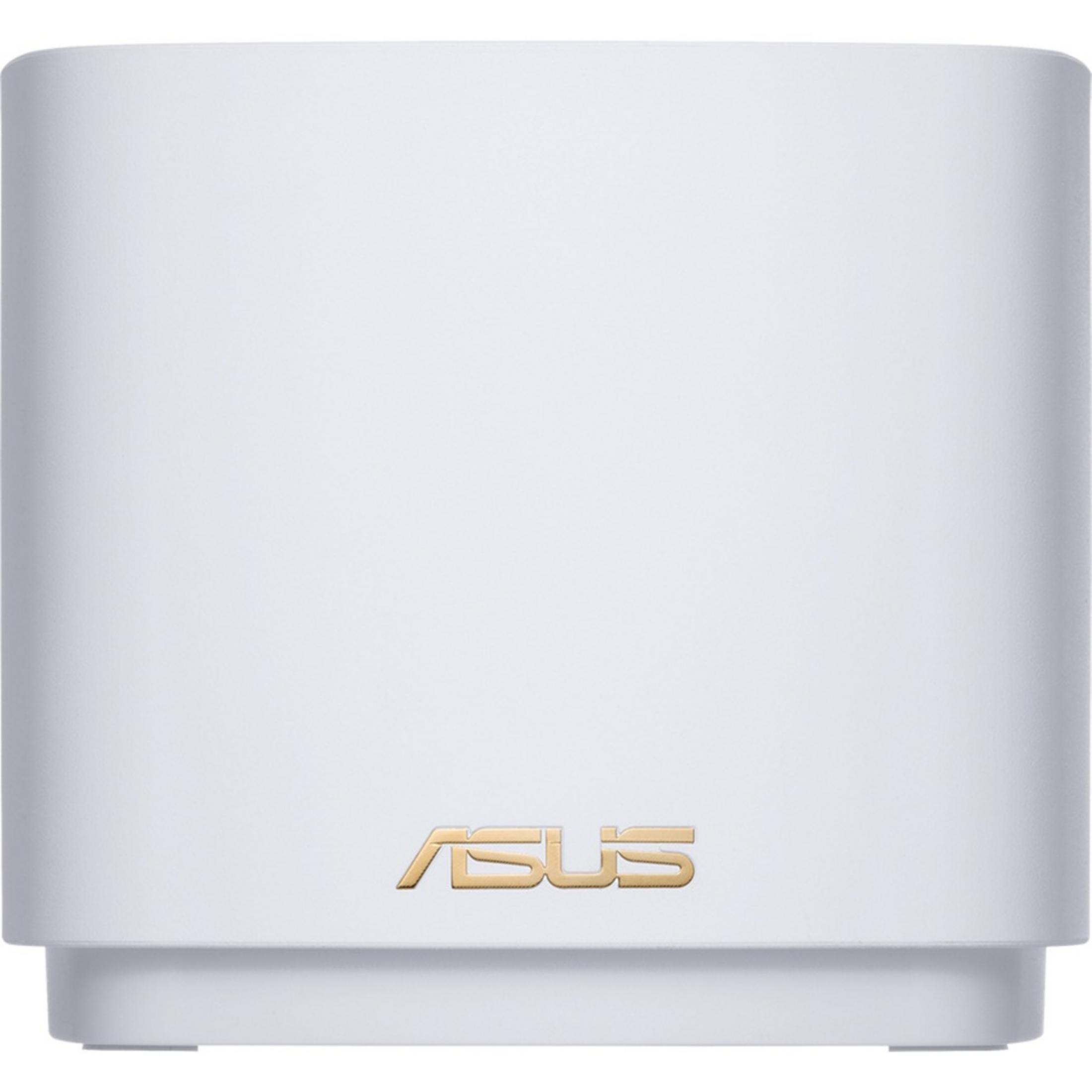 Un routeur ASUS blanc avec logo doré.