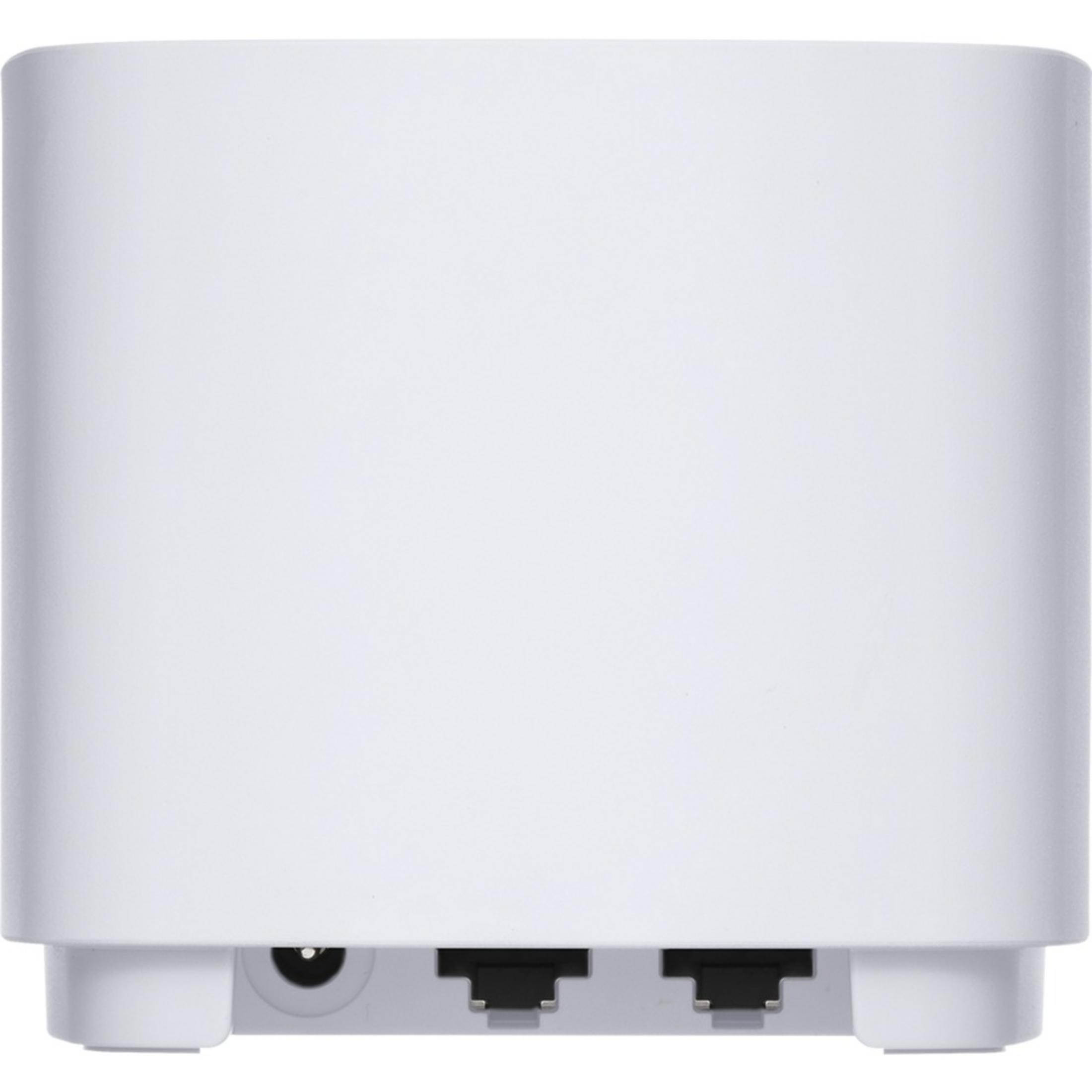 Routeur blanc avec deux ports Ethernet et un port d'alimentation en bas.